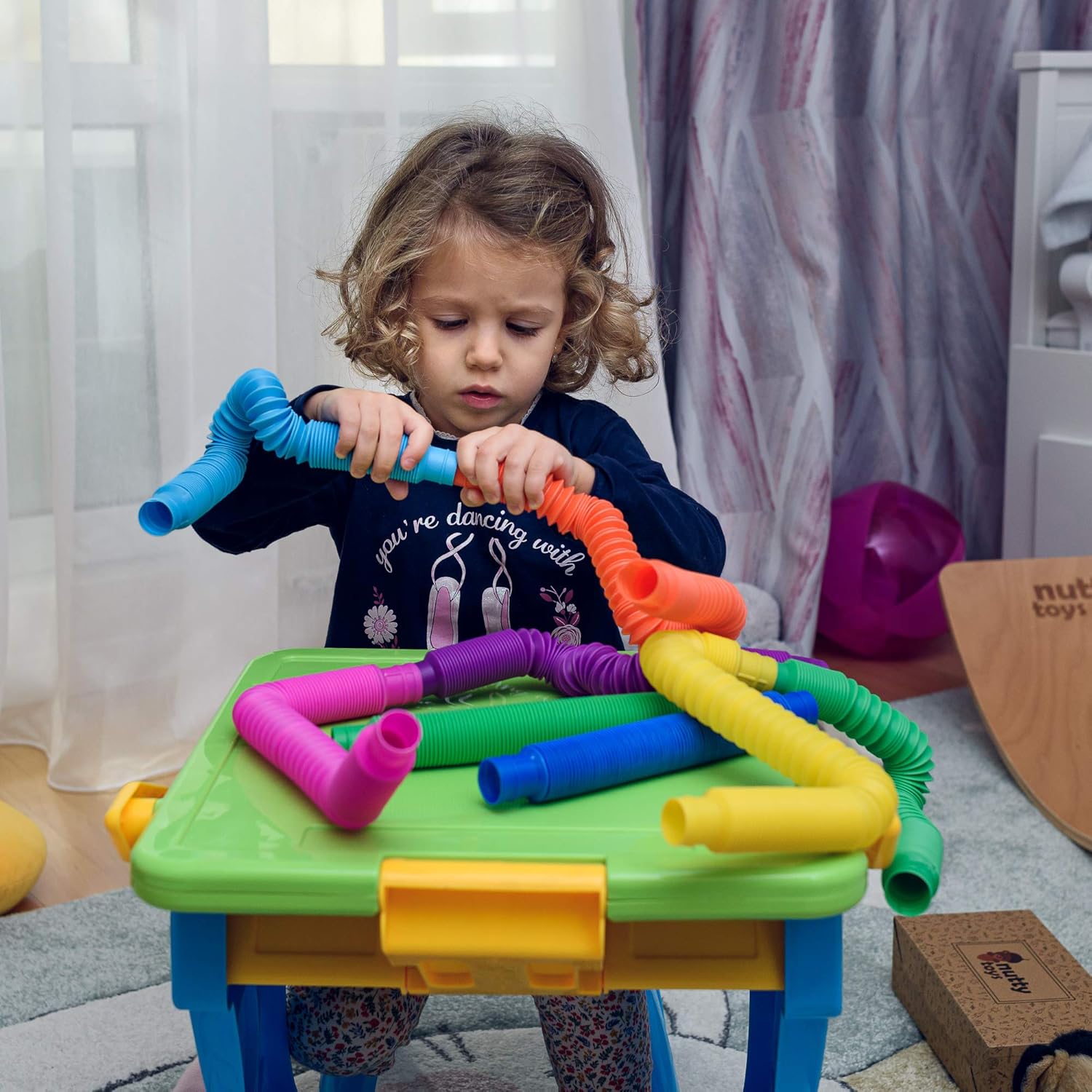 Nutty Toys Pop Tubes - Sensory Toys - Endless Creativity & Fun for Kids and Toddlers |8 Pack Large| - Connect & Pop! Top ADHD Autism Fidget 2025, Best Boy & Girl Christmas Stocking Stuffers Gift Idea - Image 4