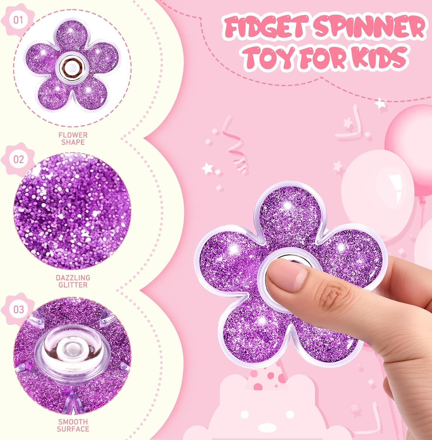 5 Pack Fidget Spinner, Glitter Liquid Sensory Spinner Toy for Kids & Adults – Sensory Toy for Focus, Stress Relief & Fidgeting – Anxiety Toy for School Classroom Prizes, Anxiety ADHD - Image 3