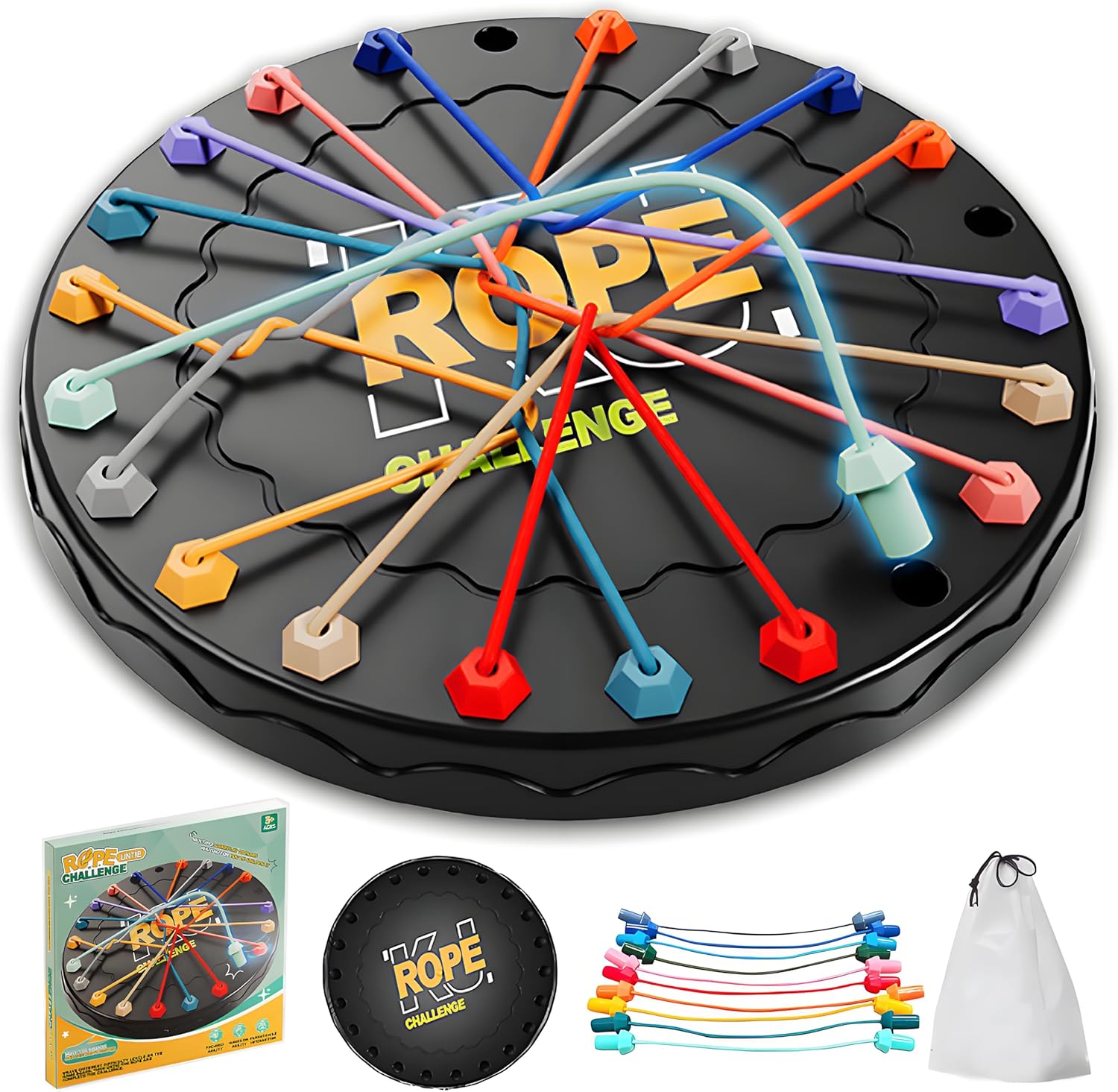 Rope Untangling Puzzle Game, Interactive Family Travel Sensory Toys, Brainy Knots Rope untangling Game for Boys and Girls, Portable Stress Relief for Kids & Adults, Gifts for All Ages - Image 2