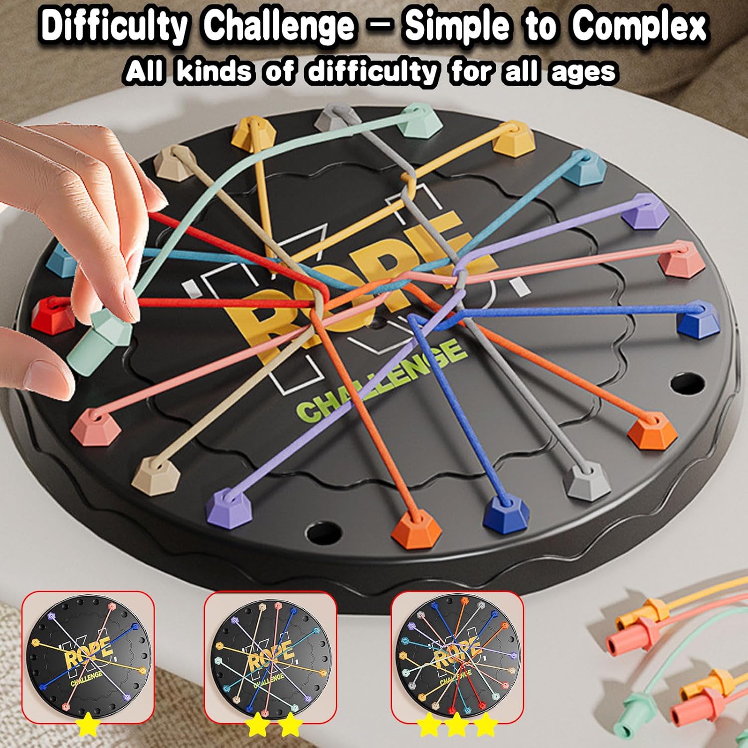 Rope Untangling Puzzle Game, Interactive Family Travel Sensory Toys, Brainy Knots Rope untangling Game for Boys and Girls, Portable Stress Relief for Kids & Adults, Gifts for All Ages - Image 4