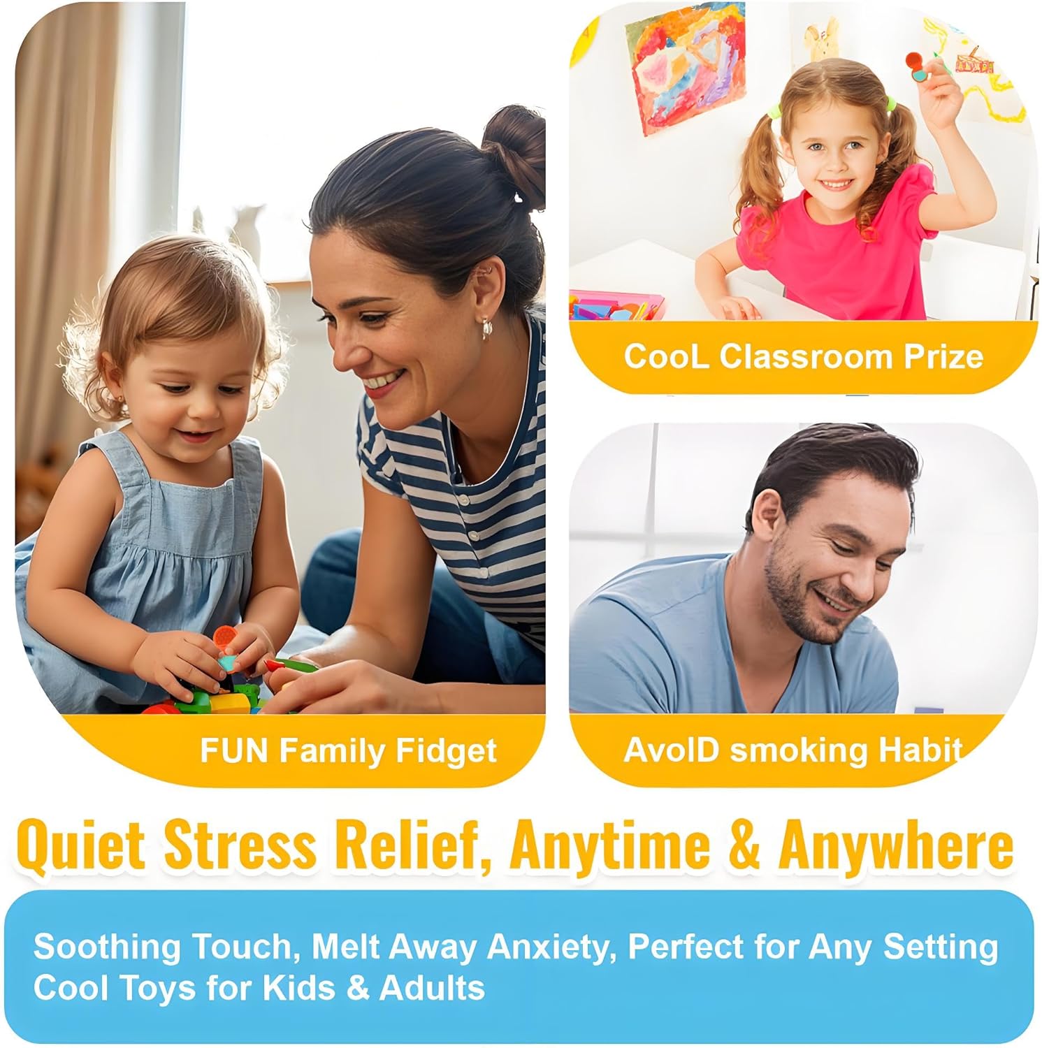 Fidget Toys Adults, Sensory Toys for Kids with Autism, Anxiety Relief Items for ADHD Stress Relief, Fun Fidgets for Teens Textured & Flip Slider - Treasure Box Toys for Classroom (3pcs) - Image 8