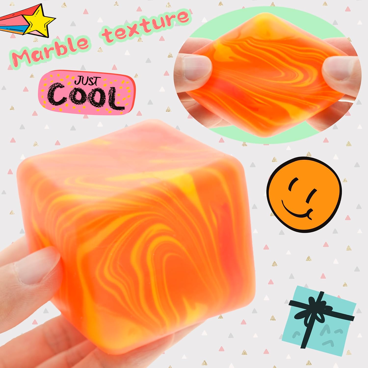 Slow Rising Stress Cube , Dough Stress Balls Soft Fidget Squishy Toys for Anxiety Relief, Pull Stretch Classroom Prize Party Favors Toys for Kids - Image 3