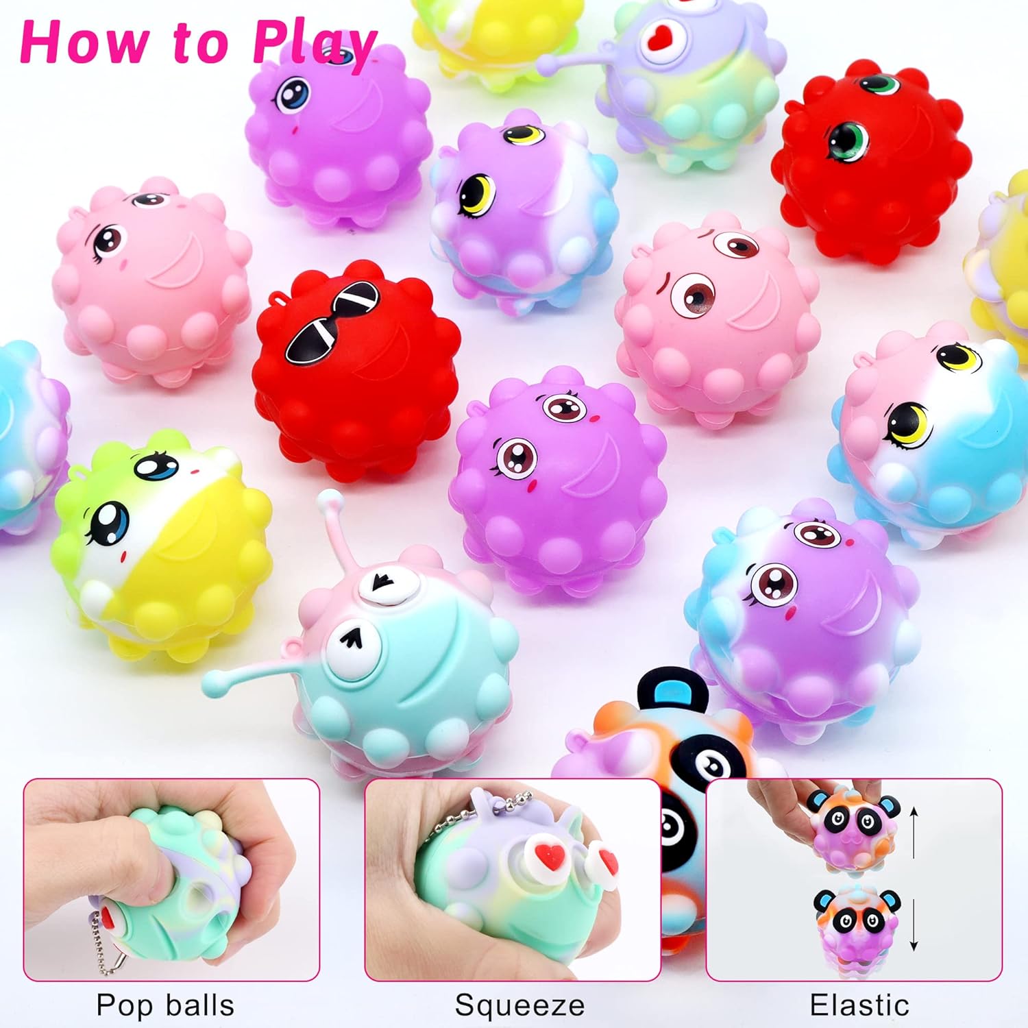 30 Pack Animal Pop Balls Party Favors for Kids,3D Pop Balls Fidget Toys,Birthday Gifts for Boys & Girls,Goodie Bag Stuffers,Pinata Stuffers Filler,Carnival Prizes,Treasure Box Toys,Kids Prizes - Image 5