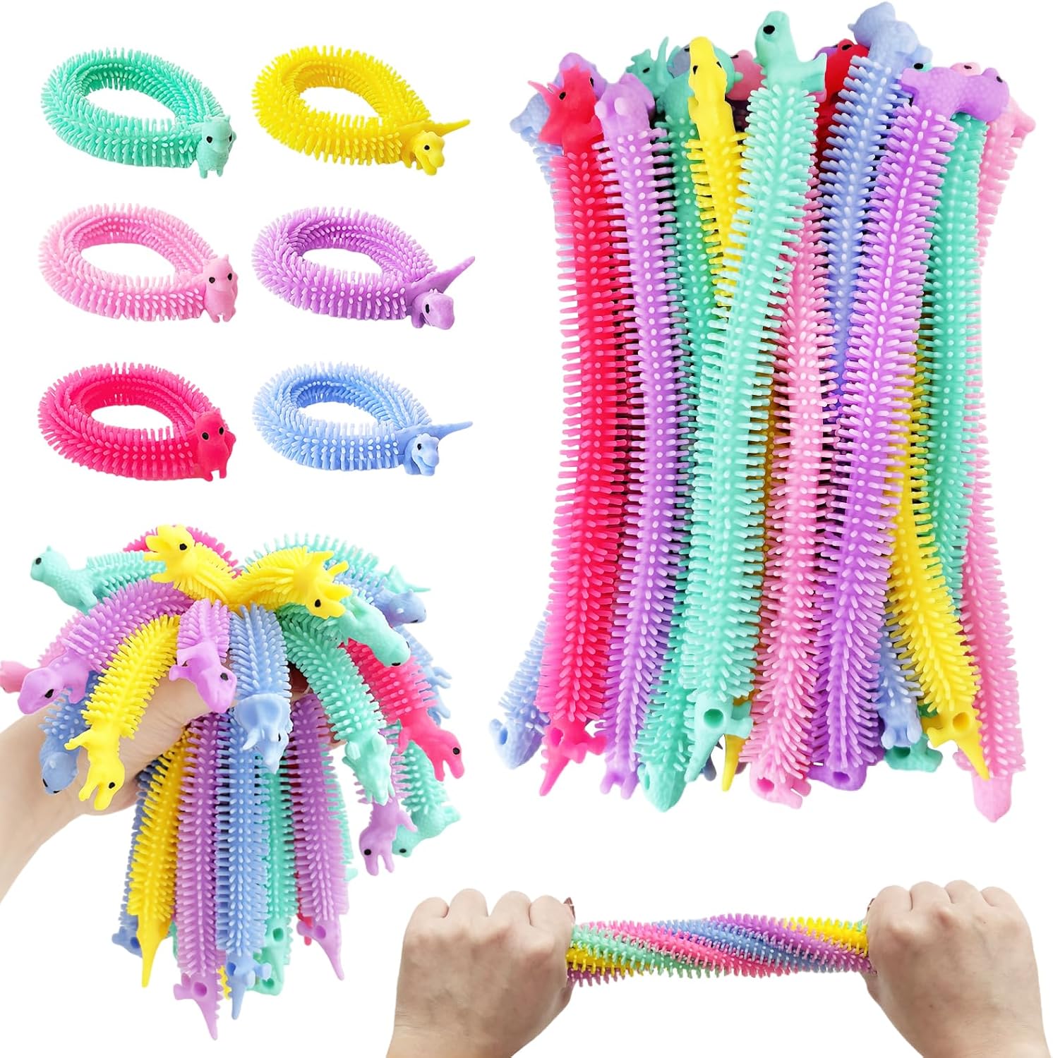50 PCS Stretchy Fidget Toy,Sensory Fidget Stretch Toys,Colorful Sensory Stress Fidget Toys for Kids and Adults Stress Relief,Goodie Bag Fillers,Party Favor - Image 2