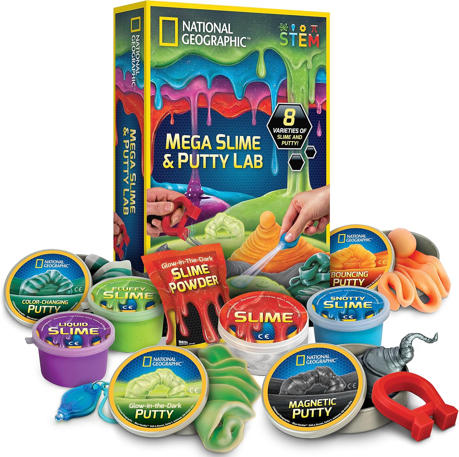 NATIONAL GEOGRAPHIC Mega Slime Kit & Putty Lab - 4 Types of Slime Plus 4 Types Including Magnetic Putty, Slime Kit for Boys and Girls, Sensory Toy & Science Kit (Amazon Exclusive) - Image 2