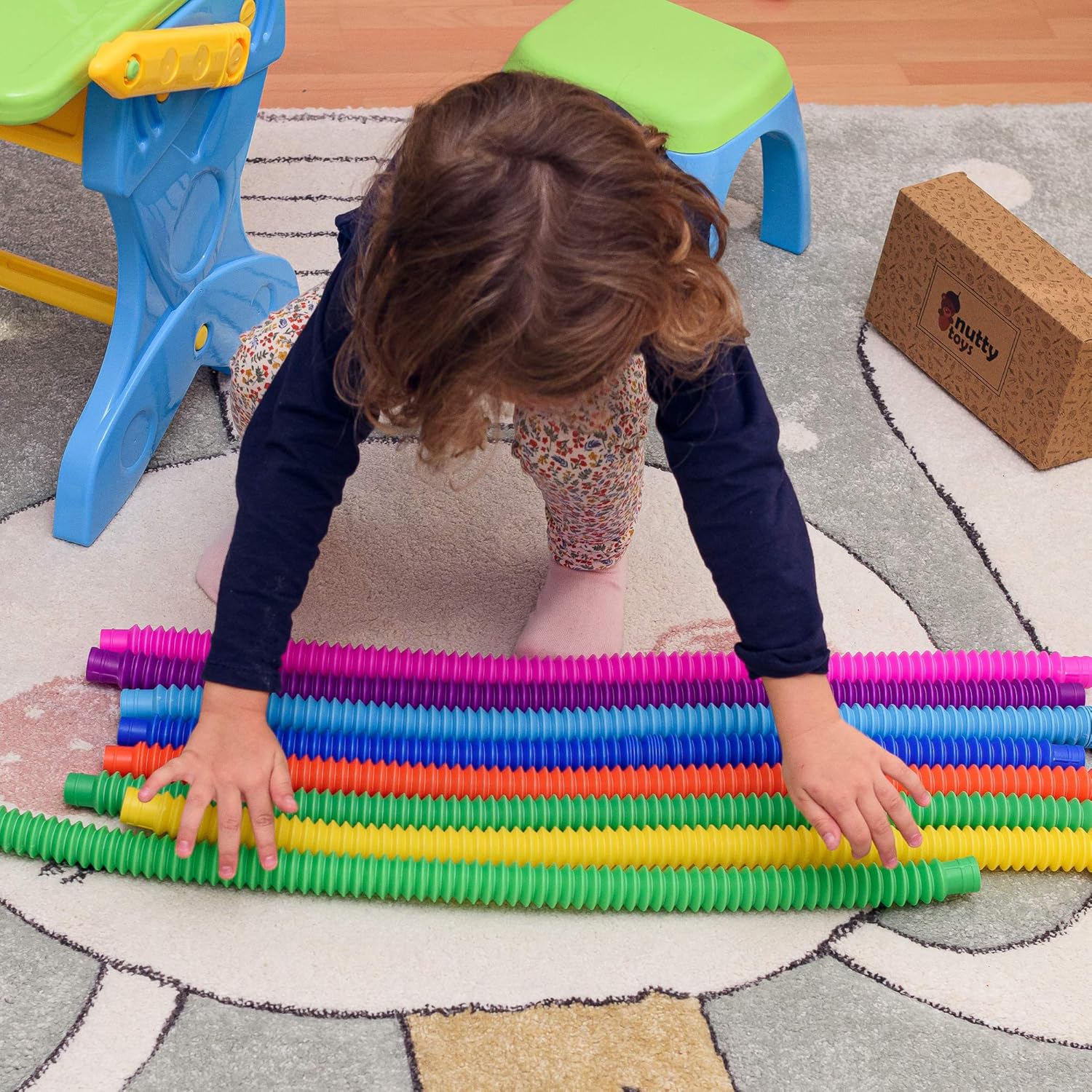 Nutty Toys Pop Tubes - Sensory Toys - Endless Creativity & Fun for Kids and Toddlers |8 Pack Large| - Connect & Pop! Top ADHD Autism Fidget 2025, Best Boy & Girl Christmas Stocking Stuffers Gift Idea - Image 10