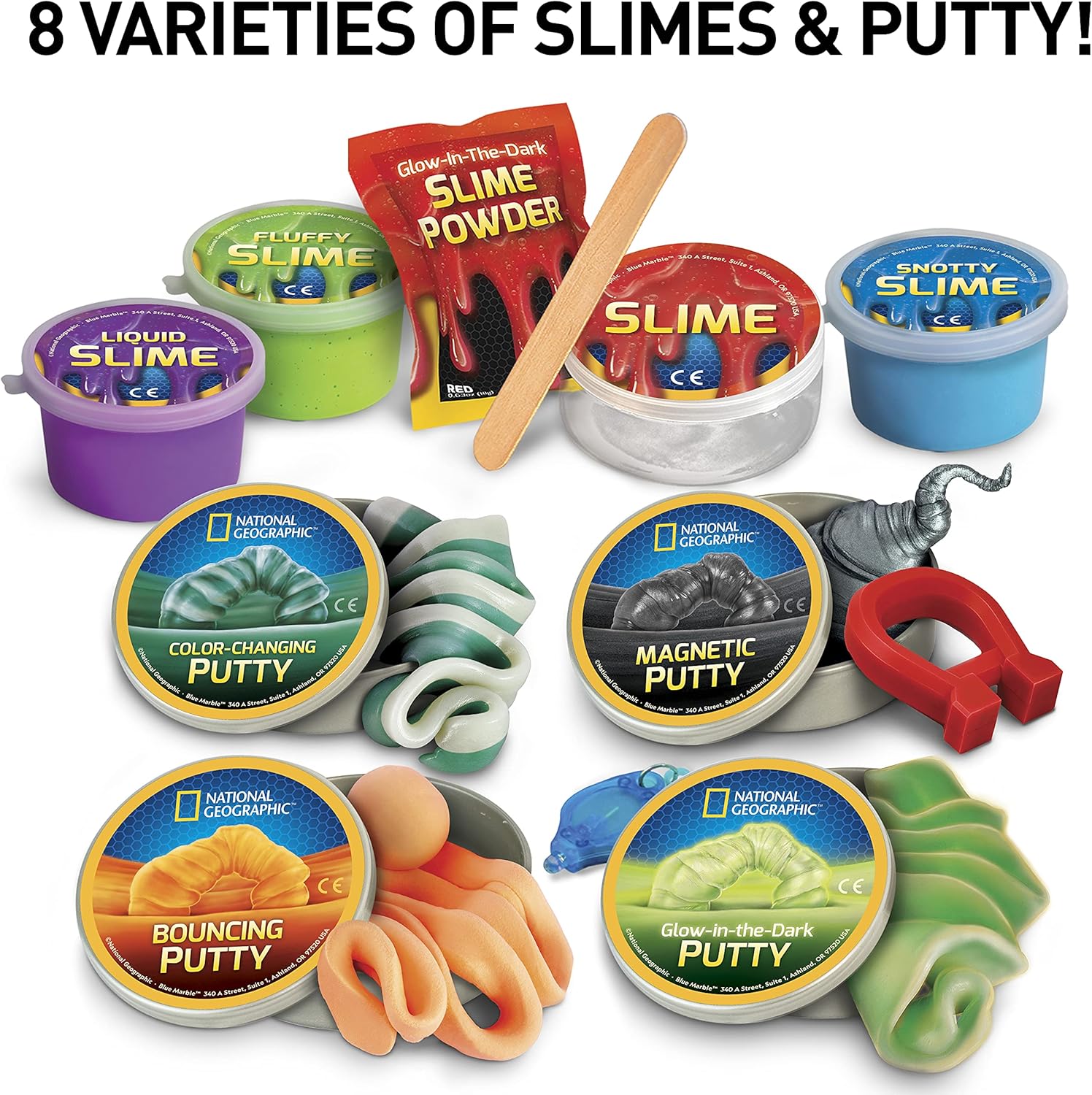 NATIONAL GEOGRAPHIC Mega Slime Kit & Putty Lab - 4 Types of Slime Plus 4 Types Including Magnetic Putty, Slime Kit for Boys and Girls, Sensory Toy & Science Kit (Amazon Exclusive) - Image 3