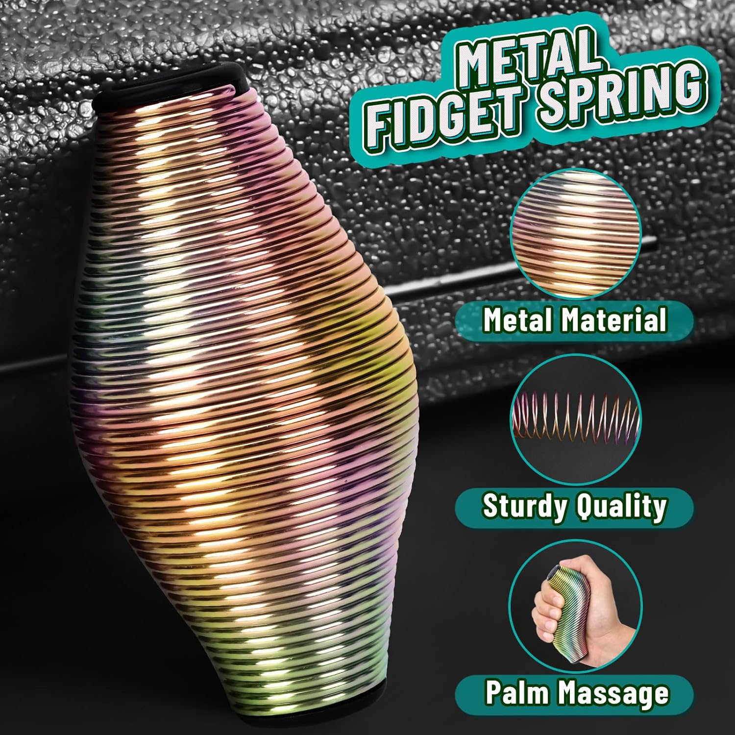 Metal Fidget Spring Toys Adults, Easter Basket Stuffers Filler Gift for Kids Teen Boy Men, Quiet Cool Stuff Gadgets Office Desk Stress Relief Ball Sensory Tool ADHD Fingears Grip Figette Anxiety Item - Image 3