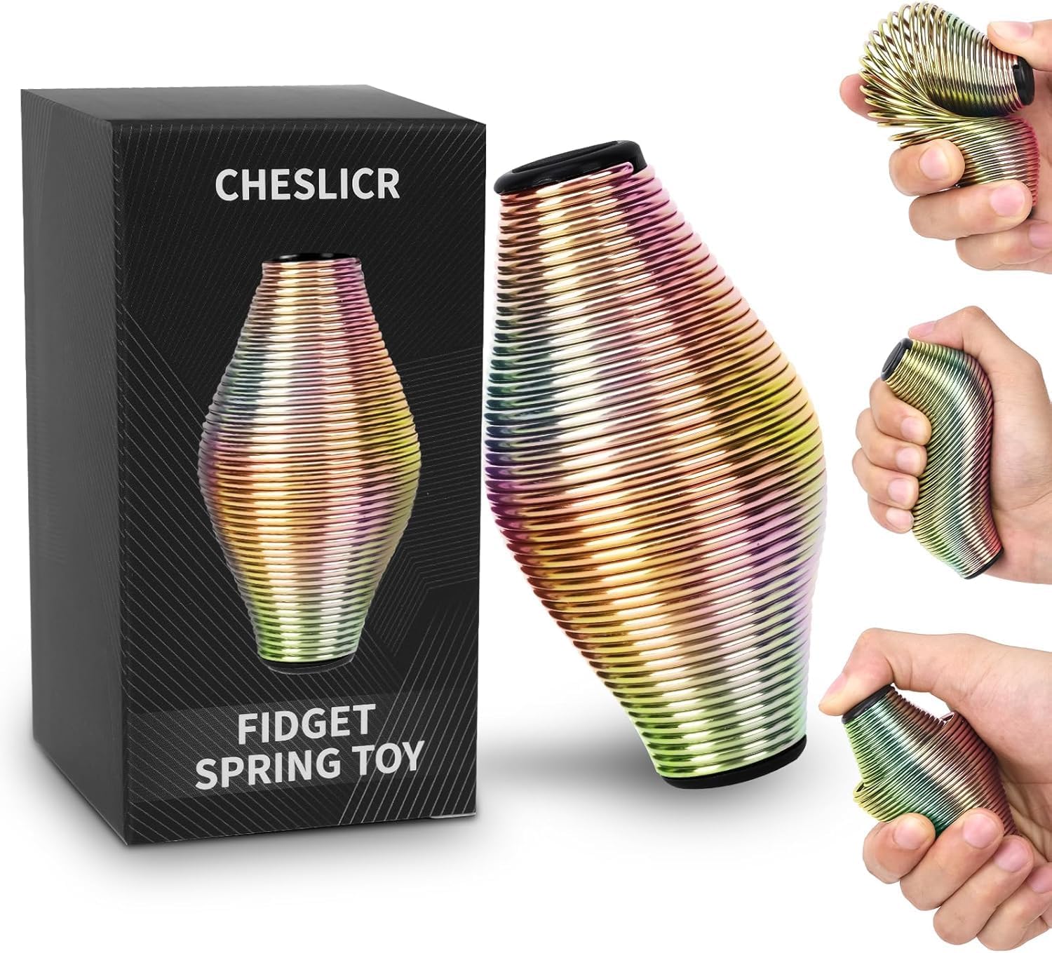 Metal Fidget Spring Toys Adults, Easter Basket Stuffers Filler Gift for Kids Teen Boy Men, Quiet Cool Stuff Gadgets Office Desk Stress Relief Ball Sensory Tool ADHD Fingears Grip Figette Anxiety Item - Image 2