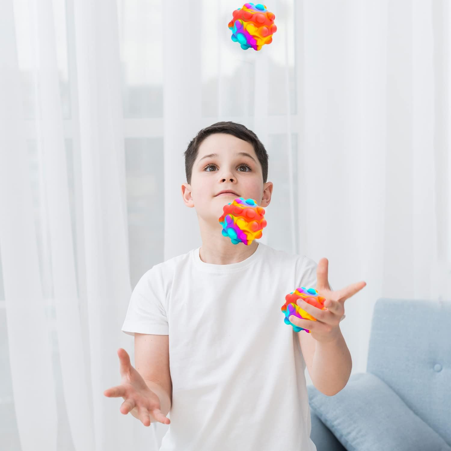RadBizz Push Pop Bubble Fidget Sensory Toy Ball - for Autism, Stress, Anxiety - Kids and Adults (Multicolor Ball) - Image 9