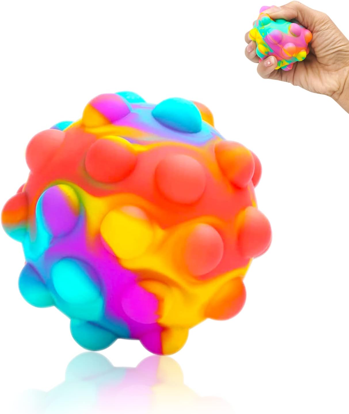 RadBizz Push Pop Bubble Fidget Sensory Toy Ball - for Autism, Stress, Anxiety - Kids and Adults (Multicolor Ball) - Image 8