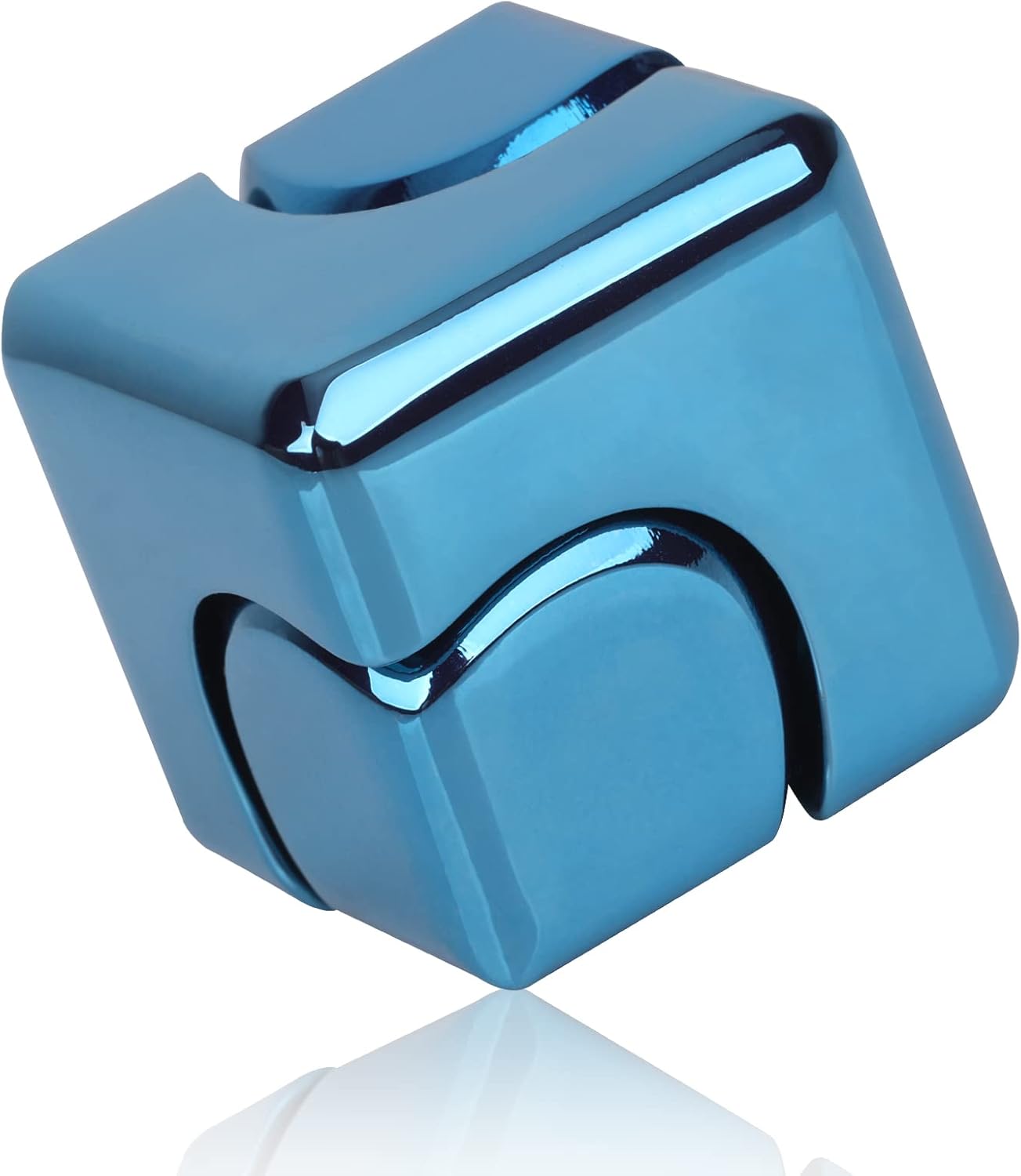 QLKUNLA Fidget Cube Spinner Anti-Anxiety Focusing Fidget Toys EDC Fidgets Spinner 4-in-1 Toy Metallic Focus Toy Cube Finger Top Desktop ADHD Stress Relieve Toys for Kids and Adults (Blue) - Image 2