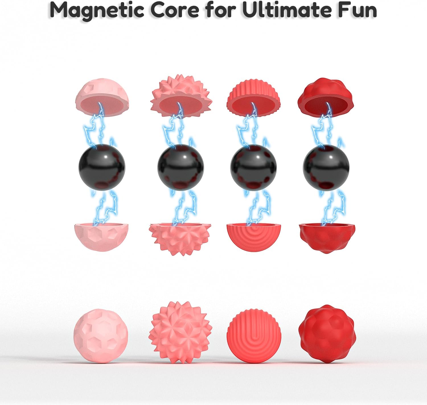 Magnetic Sensory Fidget Ball Toy Silicone-Coated Stress Relief Balls Ideal for Adults Teens Relieve Stress Boost Focus (Pink) - Image 6