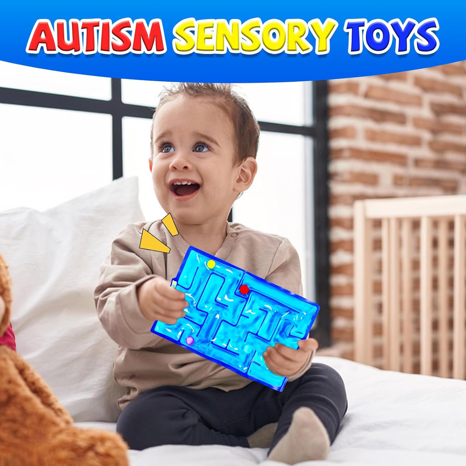 Sensory Maze Fidget, Sensory Toys Fidget Marble Maze Gel Filled Squishy Toy for Kids Adults Autism Stress Anxiety Relief Toys with Filled Goo for Calming Classroom Easter Basket Stuffers for Kids - Image 4