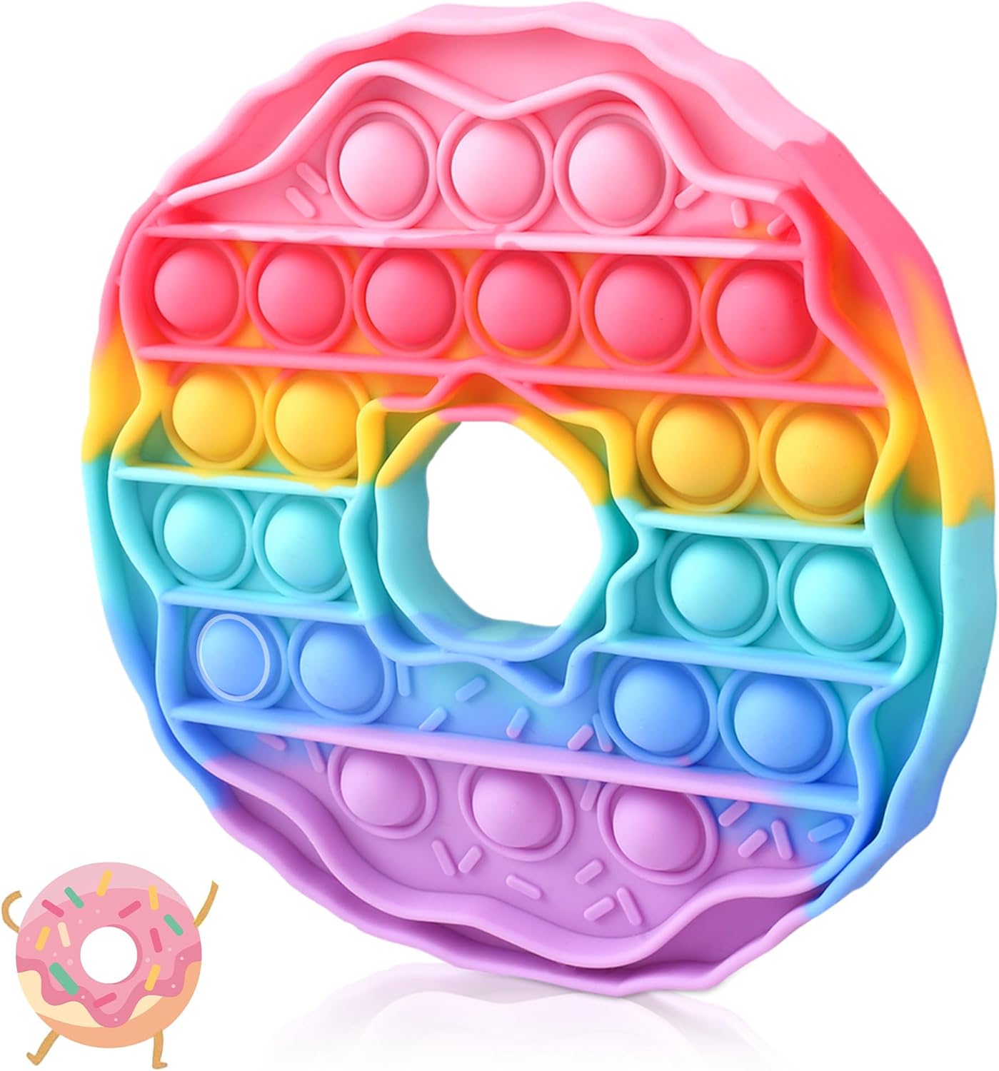 Bubble Fidget Sensory Toys,Cute Donut Push Silicone Squeeze Toy for Autism Anxiety Stress Relief Birthday Party Travel Office Classroom Gifts for Kids Girl Boy Adults - Image 2