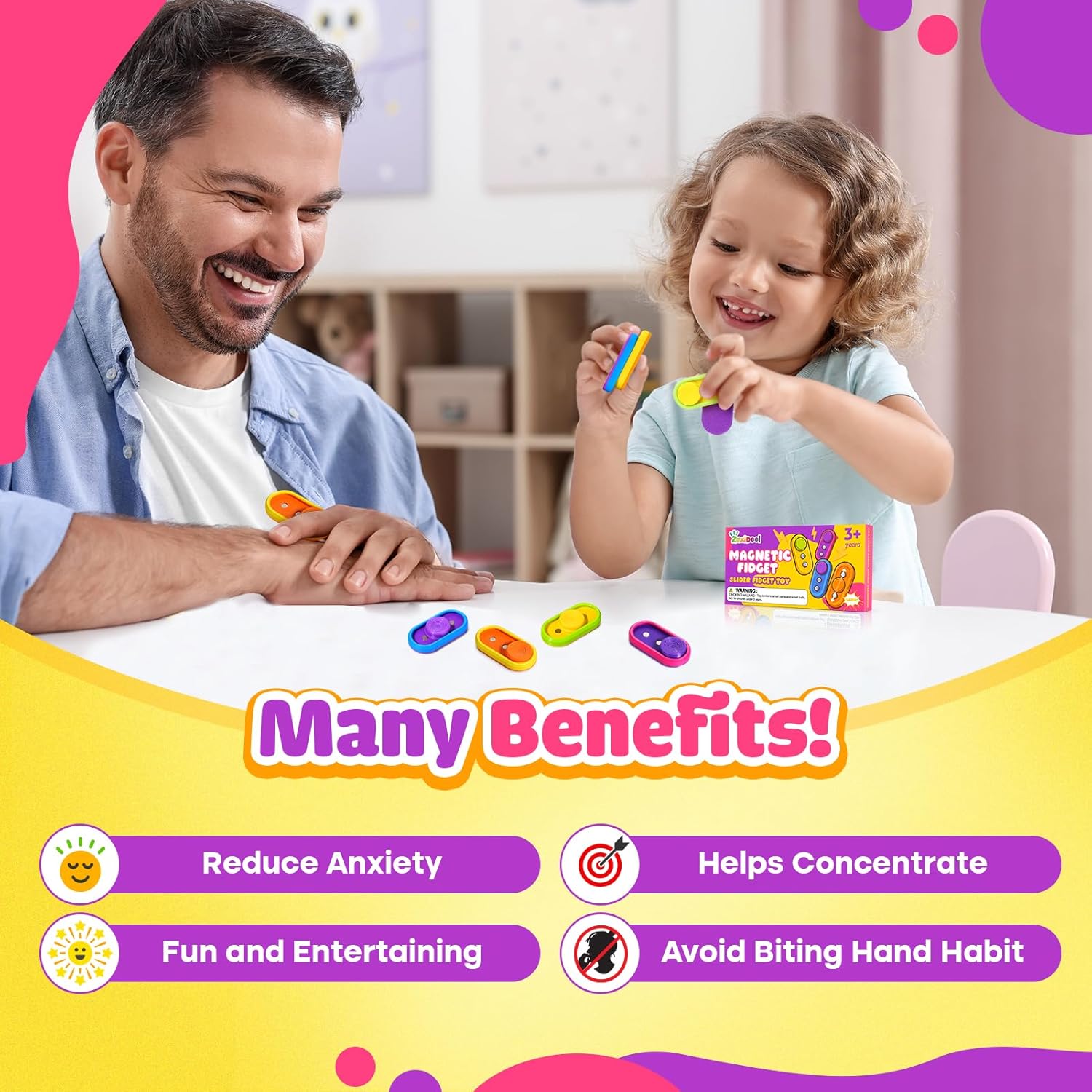 Sensory Fidget Toys Kids Adults: 3D Printed Magnetic Slider for Stress Relief- Sensory Fidget Toys for Autism Claming - Fun Small Fidgets for Adults Office Desk - Travel Essential Classroom Must Have - Image 6