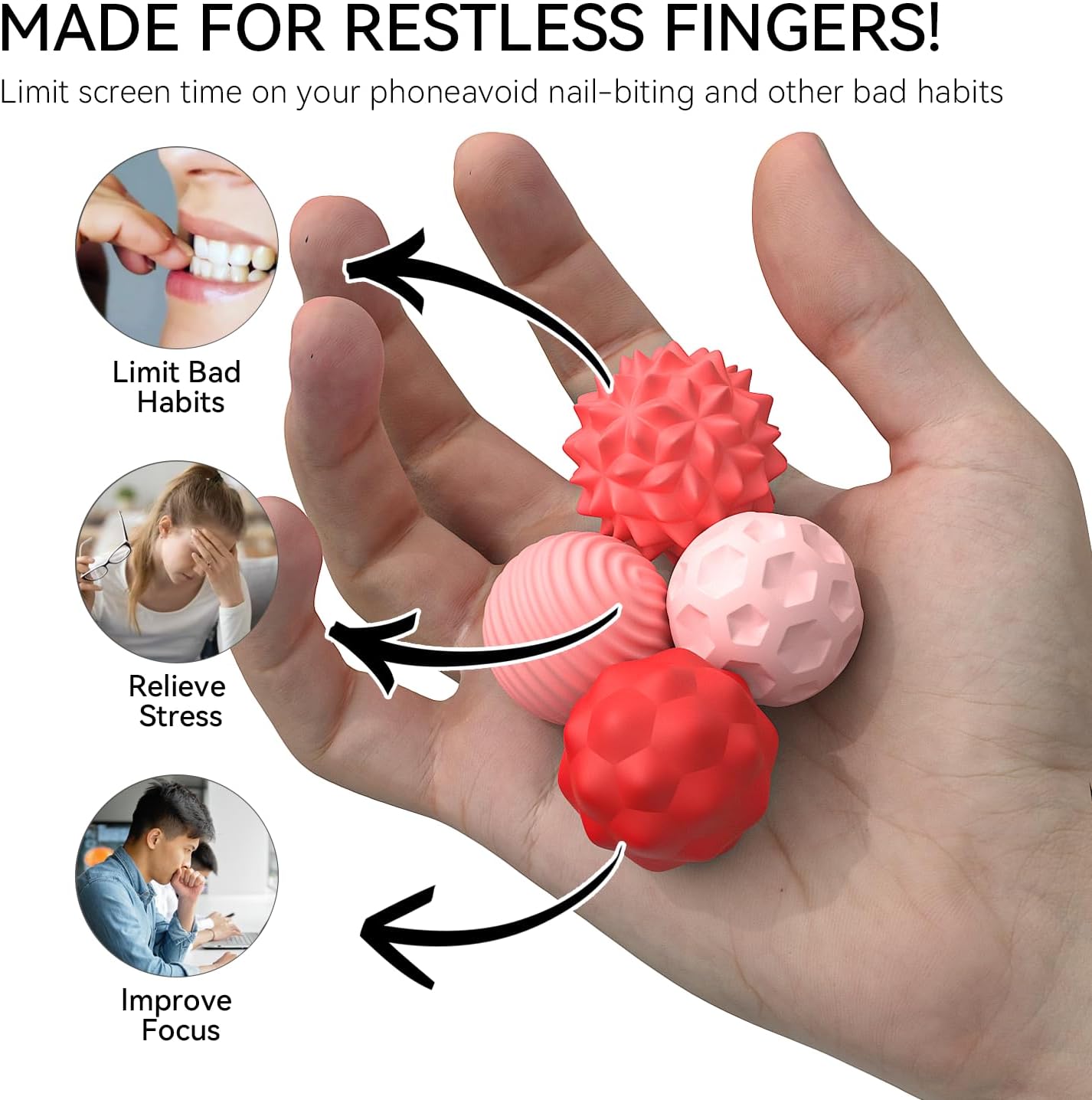 Magnetic Sensory Fidget Ball Toy Silicone-Coated Stress Relief Balls Ideal for Adults Teens Relieve Stress Boost Focus (Pink) - Image 3