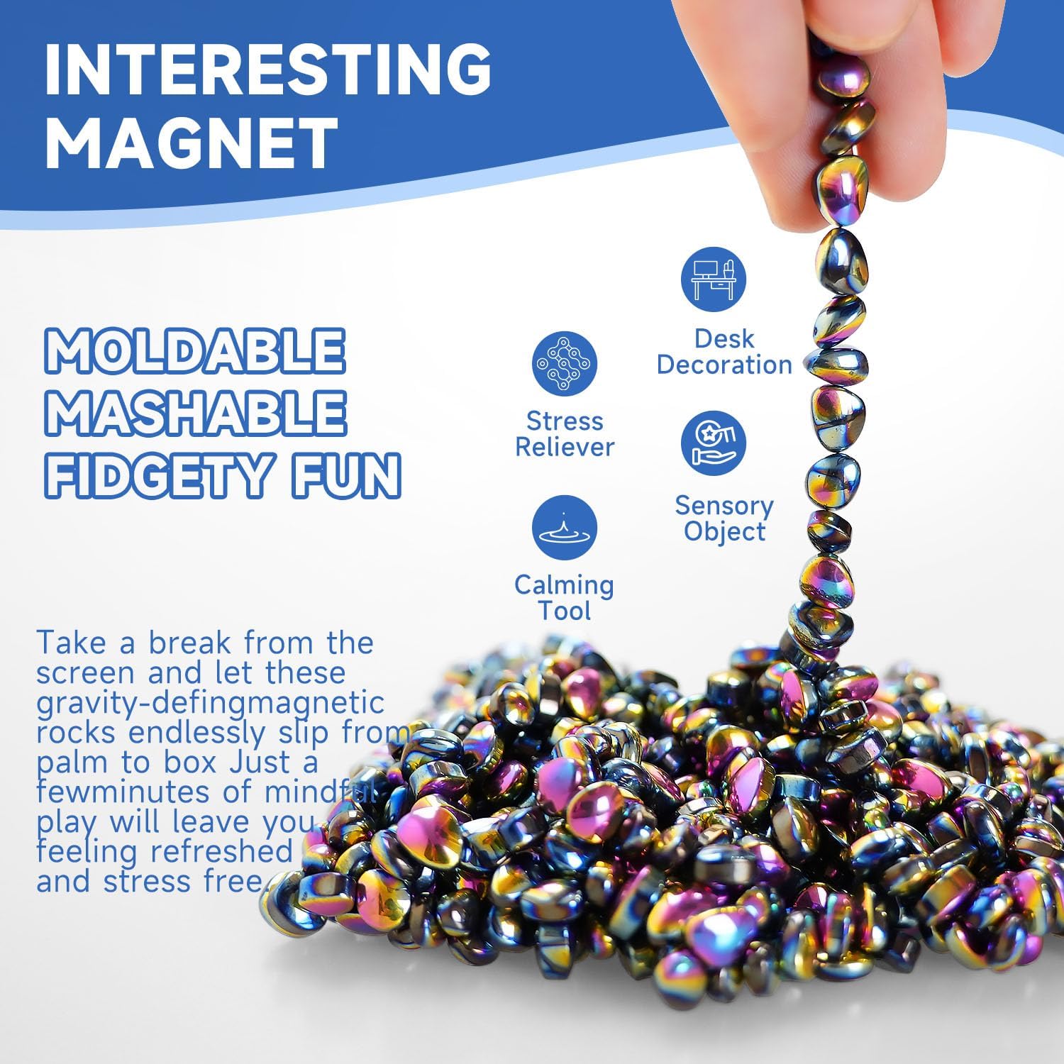 550 Pcs Magnetic Putty Fidget Toys for Adults & Teens, Ferrite Stress Relief Sensory Putty with Weak Magnetic Beads, Desk Gadgets for Office Anxiety, ADHD, Autism, Christmas Stocking Stuffer Gift - Image 3