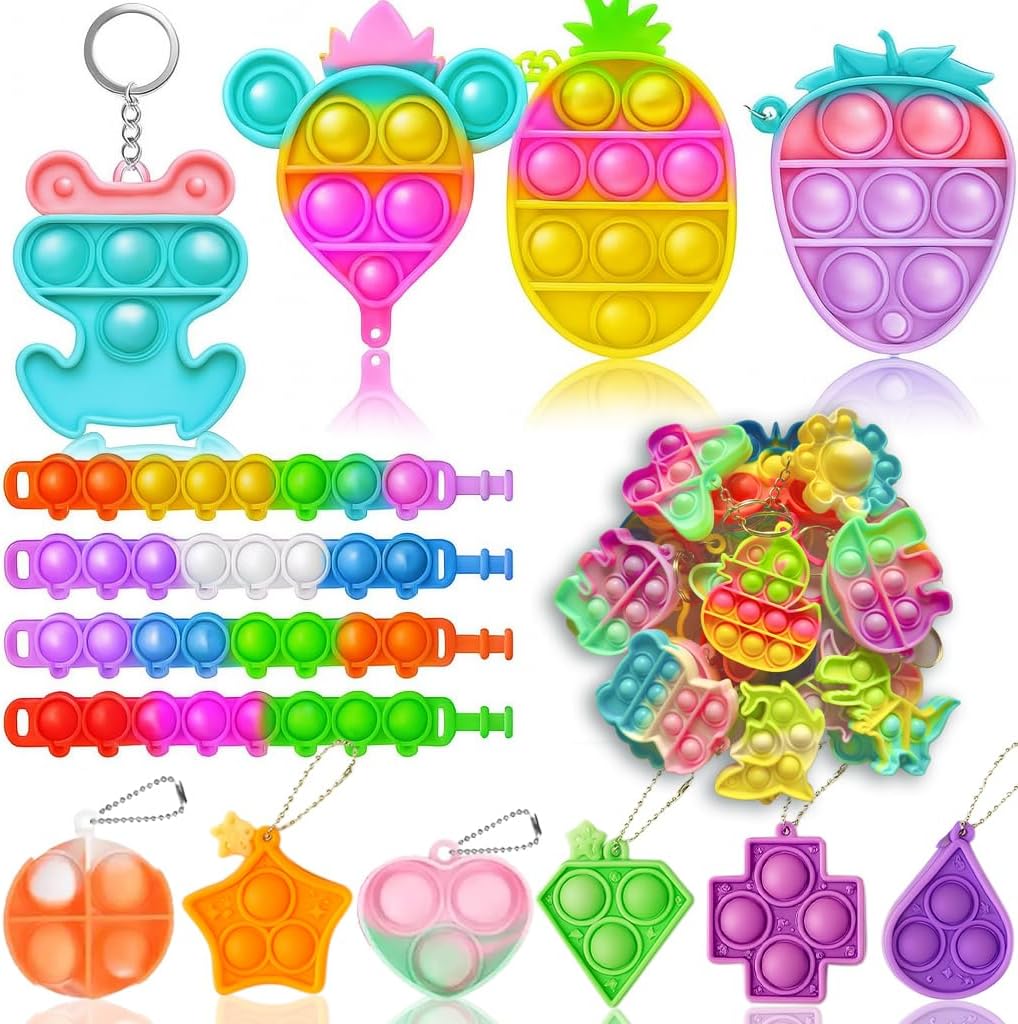 125 Pcs Party Favors Fidget Toys Pack, Randomly Selected Pop Sensory Set Gifts Stickers for Kids Adults Boy Girl Stocking Stuffers Autistic Bulk Goodie Bag Filler Treasure Box Classroom Prizes School - Image 3