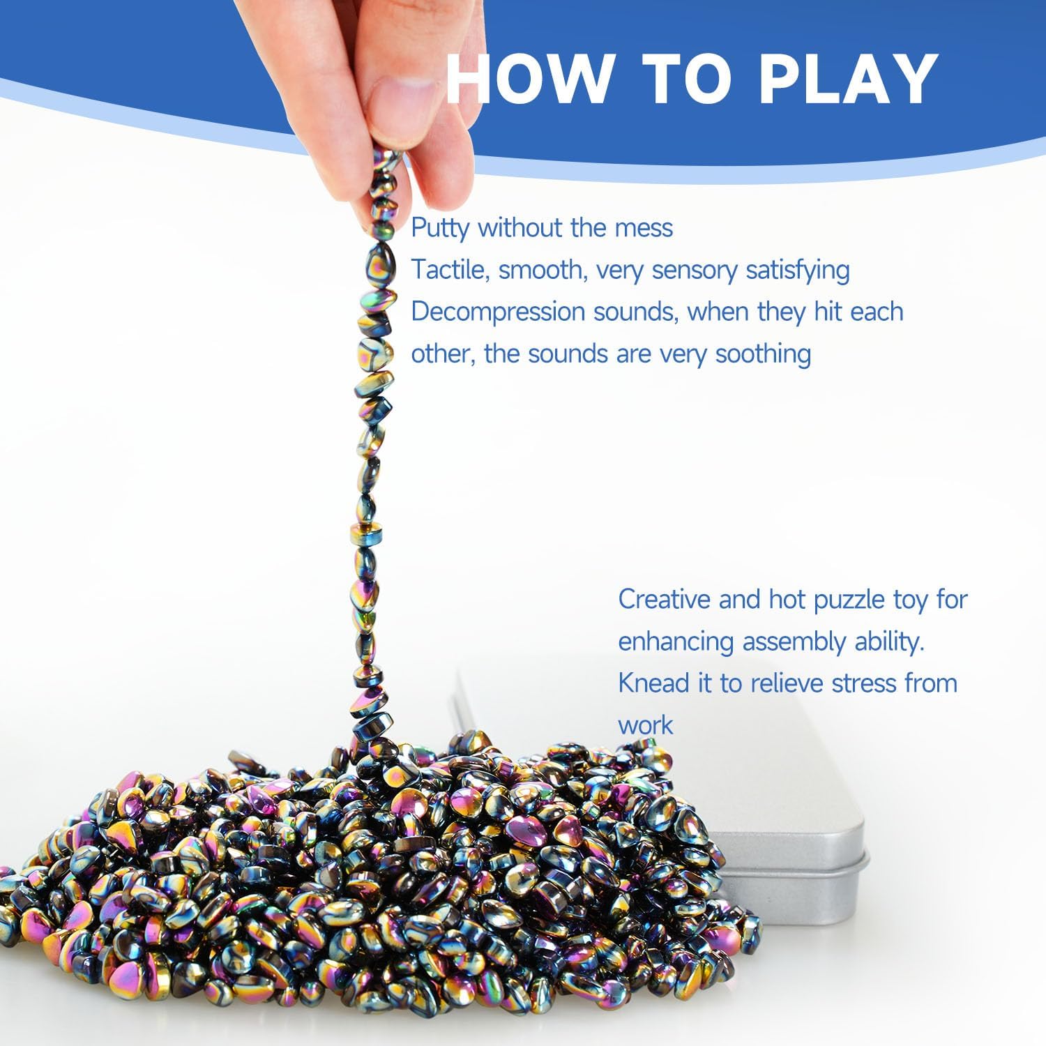 550 Pcs Magnetic Putty Fidget Toys for Adults & Teens, Ferrite Stress Relief Sensory Putty with Weak Magnetic Beads, Desk Gadgets for Office Anxiety, ADHD, Autism, Christmas Stocking Stuffer Gift - Image 7