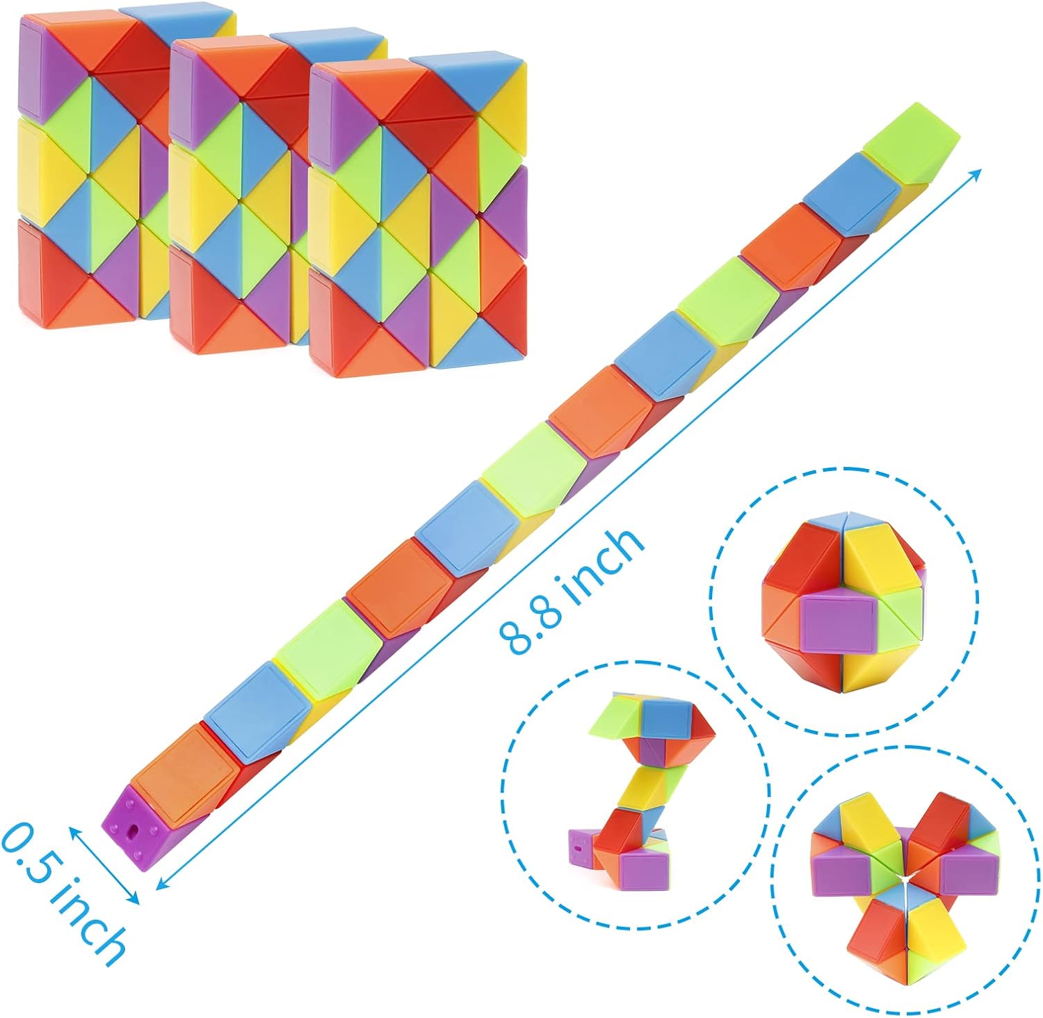 Ganowo 30pcs Party Favors, Fidget Snake Cube Mini Twist Puzzle Party Favors for kids 4-8-12 ,Goodies Bag Filler, Stuffer, Prizes, Classroom , Birthday Gift- Valentines Students Gifts for Kid.teens - Image 3