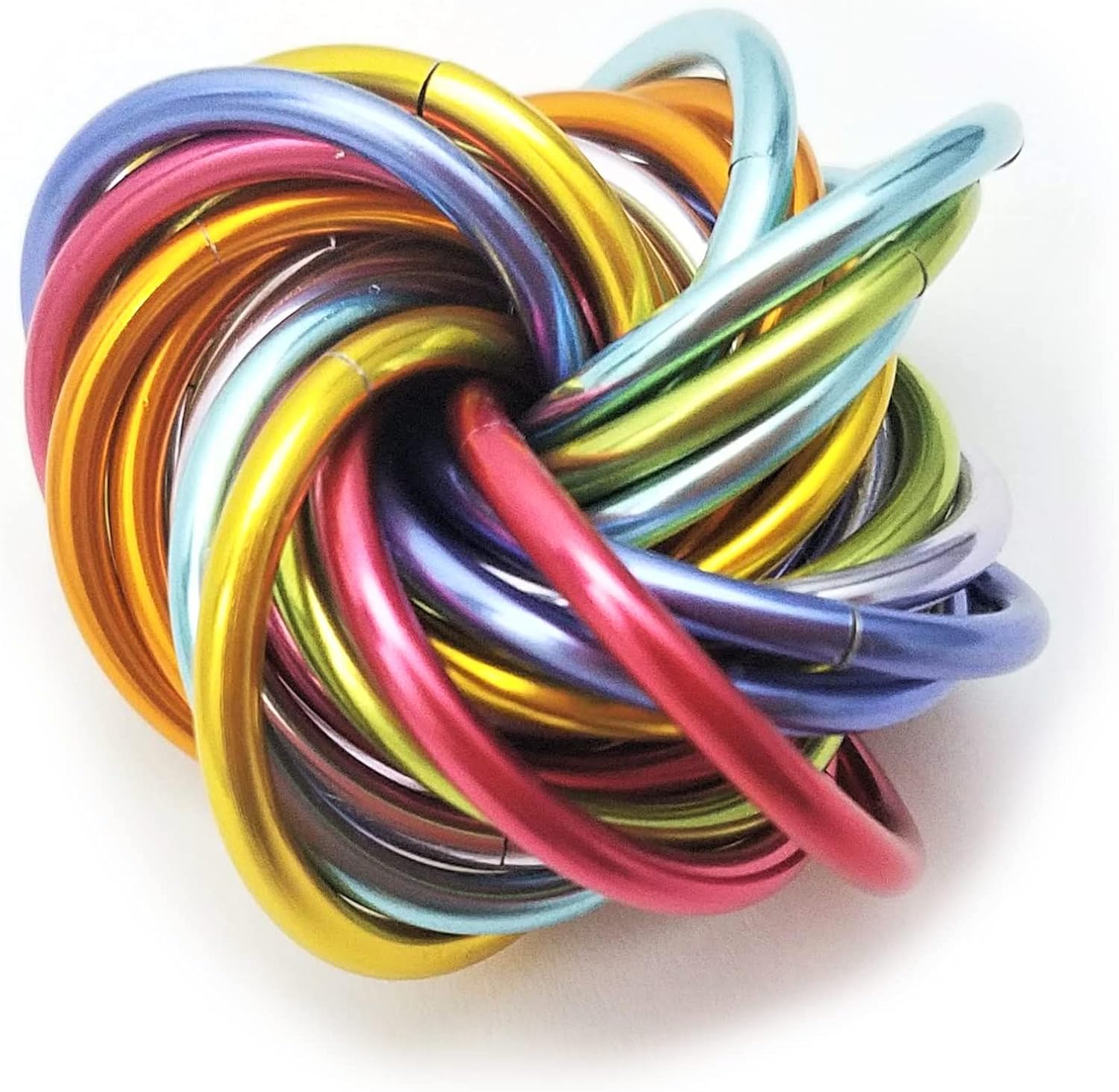 Möbii Fidget Ball (MultiColor): Quiet Mobius ADHD Anxiety Stim Stress Relief Toy Tool for Home Travel Office or Desk (Medium, Full, Pastel Rainbow) - Image 2