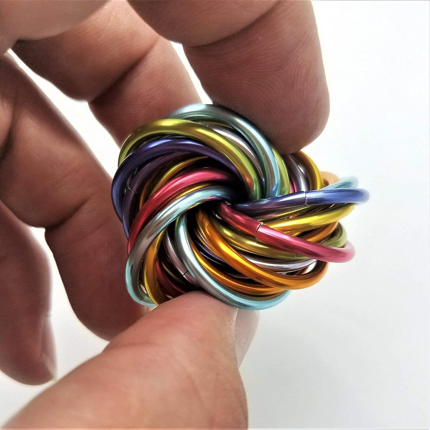 Möbii Fidget Ball (MultiColor): Quiet Mobius ADHD Anxiety Stim Stress Relief Toy Tool for Home Travel Office or Desk (Medium, Full, Pastel Rainbow) - Image 4