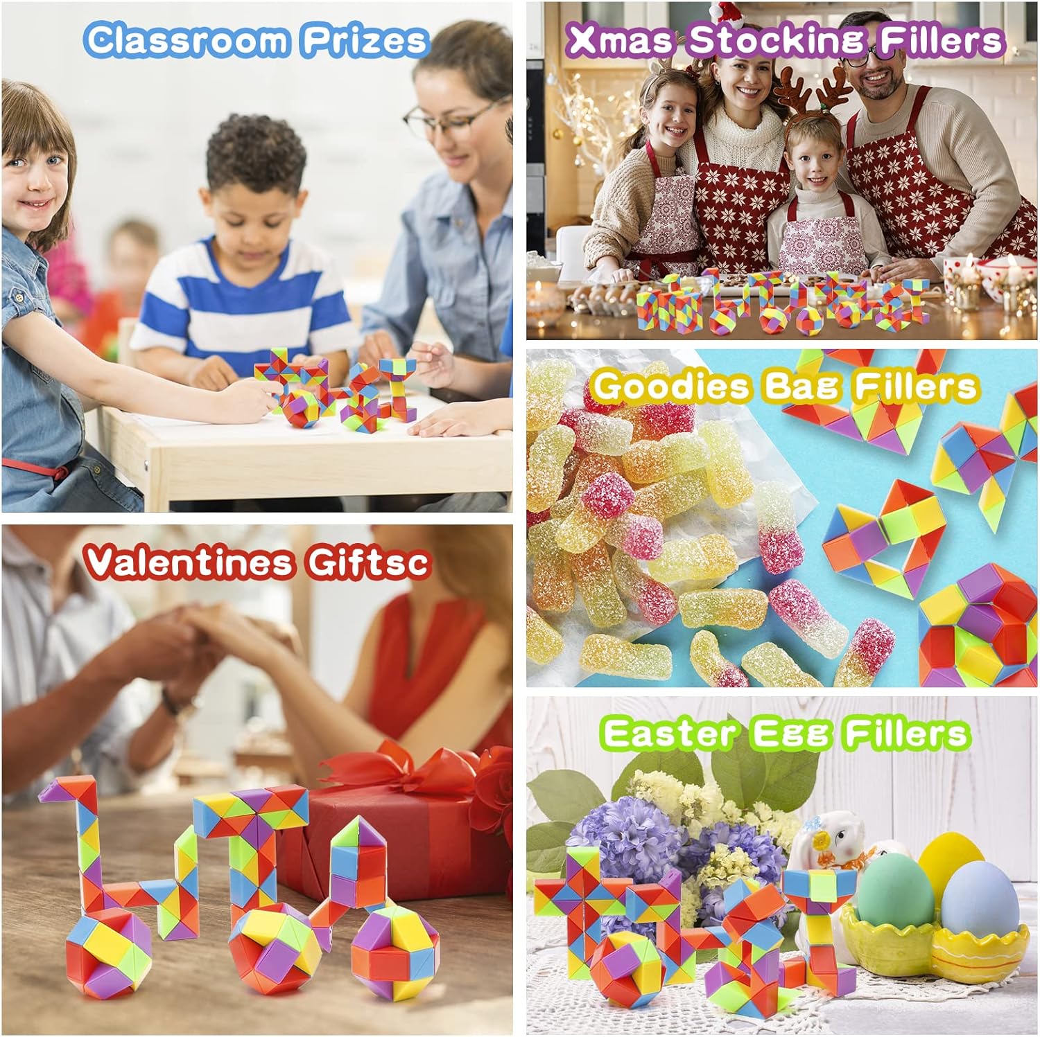 Ganowo 30pcs Party Favors, Fidget Snake Cube Mini Twist Puzzle Party Favors for kids 4-8-12 ,Goodies Bag Filler, Stuffer, Prizes, Classroom , Birthday Gift- Valentines Students Gifts for Kid.teens - Image 6