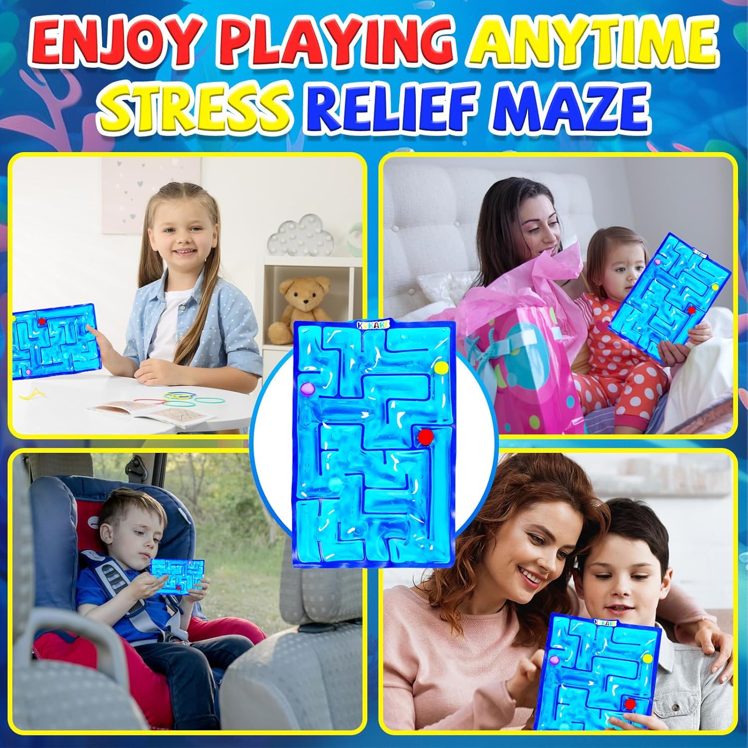 Sensory Maze Fidget, Sensory Toys Fidget Marble Maze Gel Filled Squishy Toy for Kids Adults Autism Stress Anxiety Relief Toys with Filled Goo for Calming Classroom Easter Basket Stuffers for Kids - Image 5