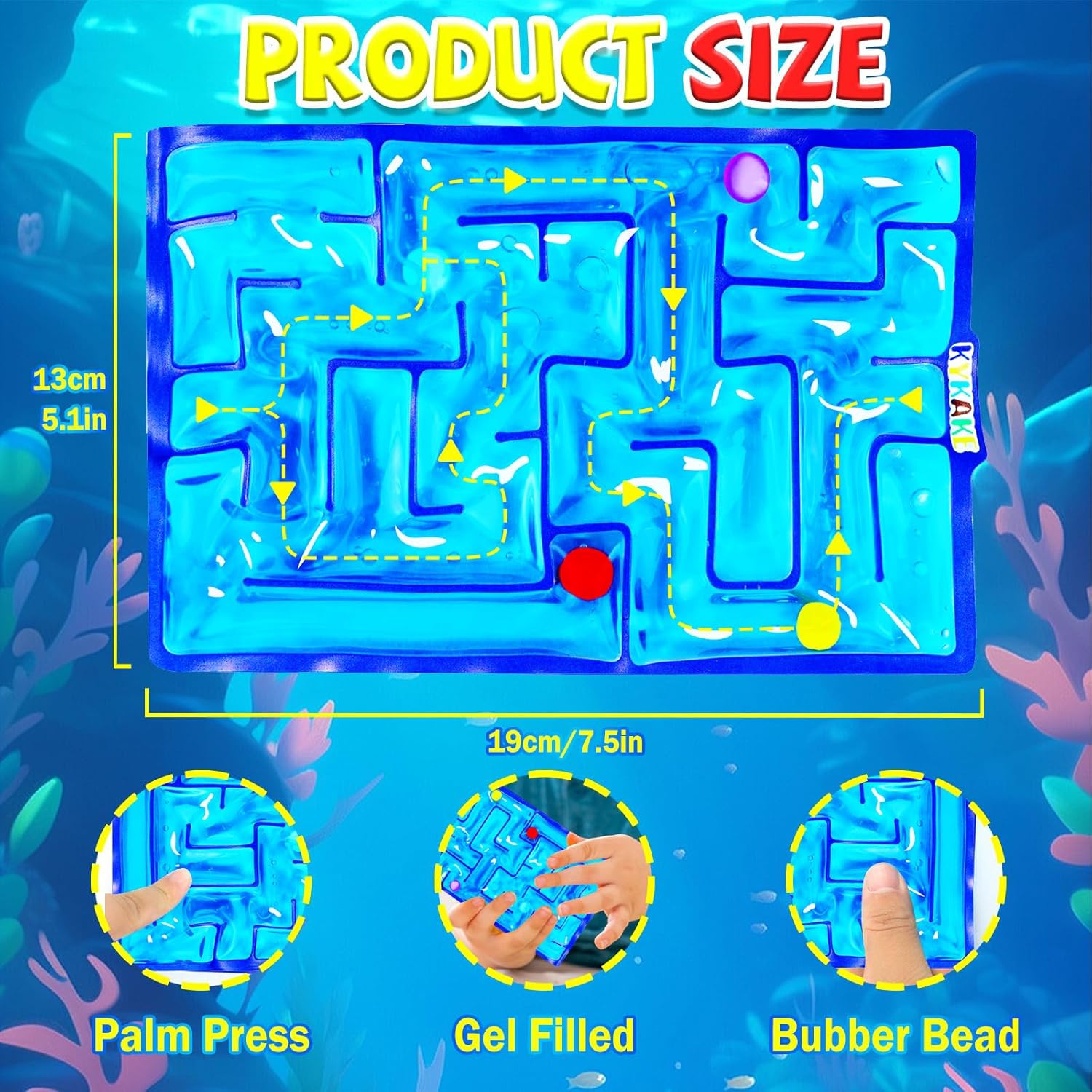 Sensory Maze Fidget, Sensory Toys Fidget Marble Maze Gel Filled Squishy Toy for Kids Adults Autism Stress Anxiety Relief Toys with Filled Goo for Calming Classroom Easter Basket Stuffers for Kids - Image 3