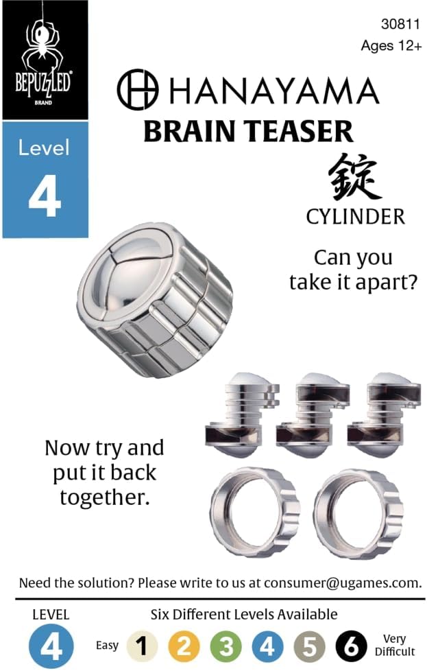 BePuzzled |Cylinder Hanayama Metal Brainteaser Puzzle Mensa Rated Level 4, for Ages 12 and Up - Image 3