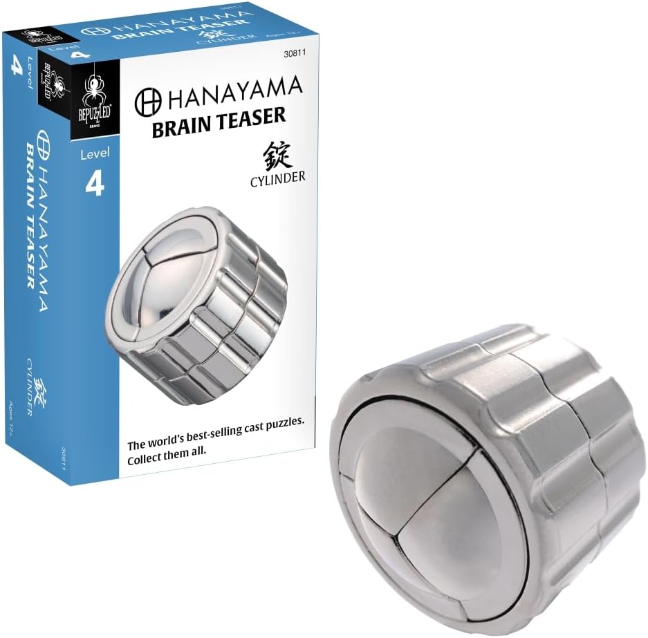 BePuzzled |Cylinder Hanayama Metal Brainteaser Puzzle Mensa Rated Level 4, for Ages 12 and Up - Image 2