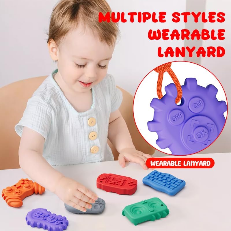 Fidget Toys for Kids Adults, 6Pcs Textured Sensory Stones for Autism ADHD Kids Calming,Silicone Worry Stones for Classroom Prizes Sensory Toys - Quiet Fidgets Toy for Students Anxiety Relief - Image 5