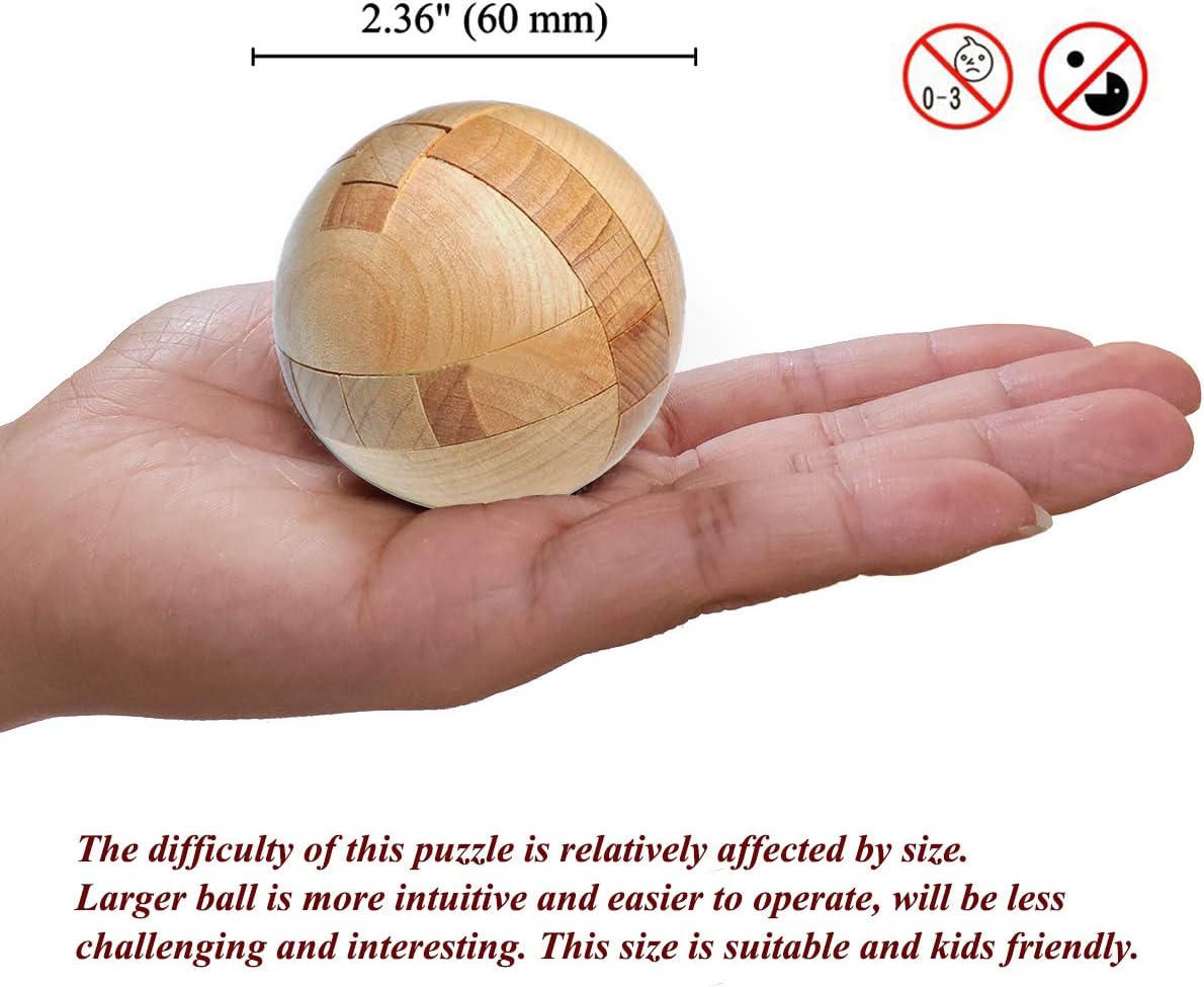 KINGOU Wooden Puzzle Magic Ball Brain Teasers Toy Intelligence Game Sphere Puzzles for Adults/Kids - Image 5