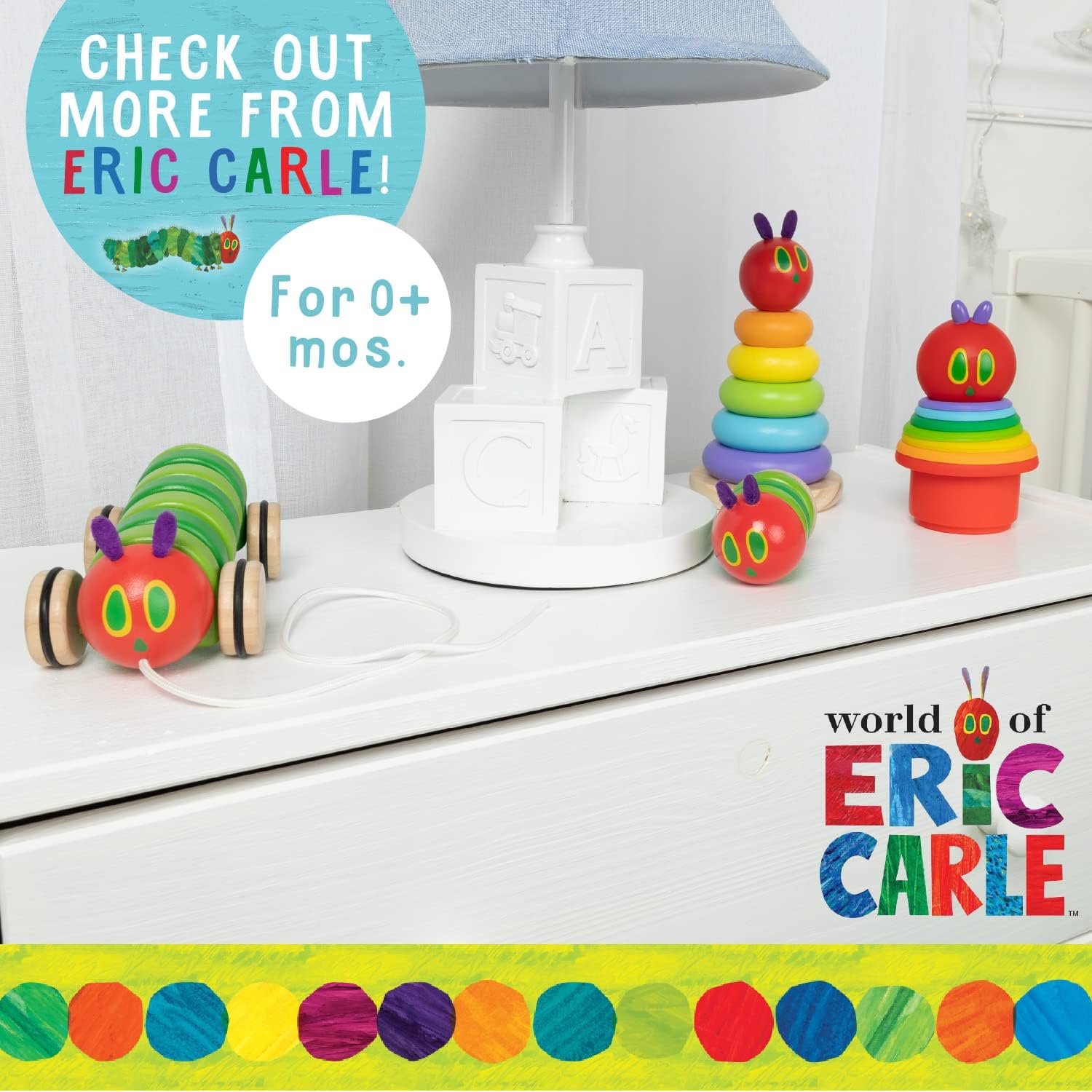 Kids Preferred World of Eric Carle The Very Hungry Caterpillar Newborn Wooden Fidget Toy, Baby Sensory Caterpillar Shaker Rattle for Infants, Babies, and Toddlers - Image 7