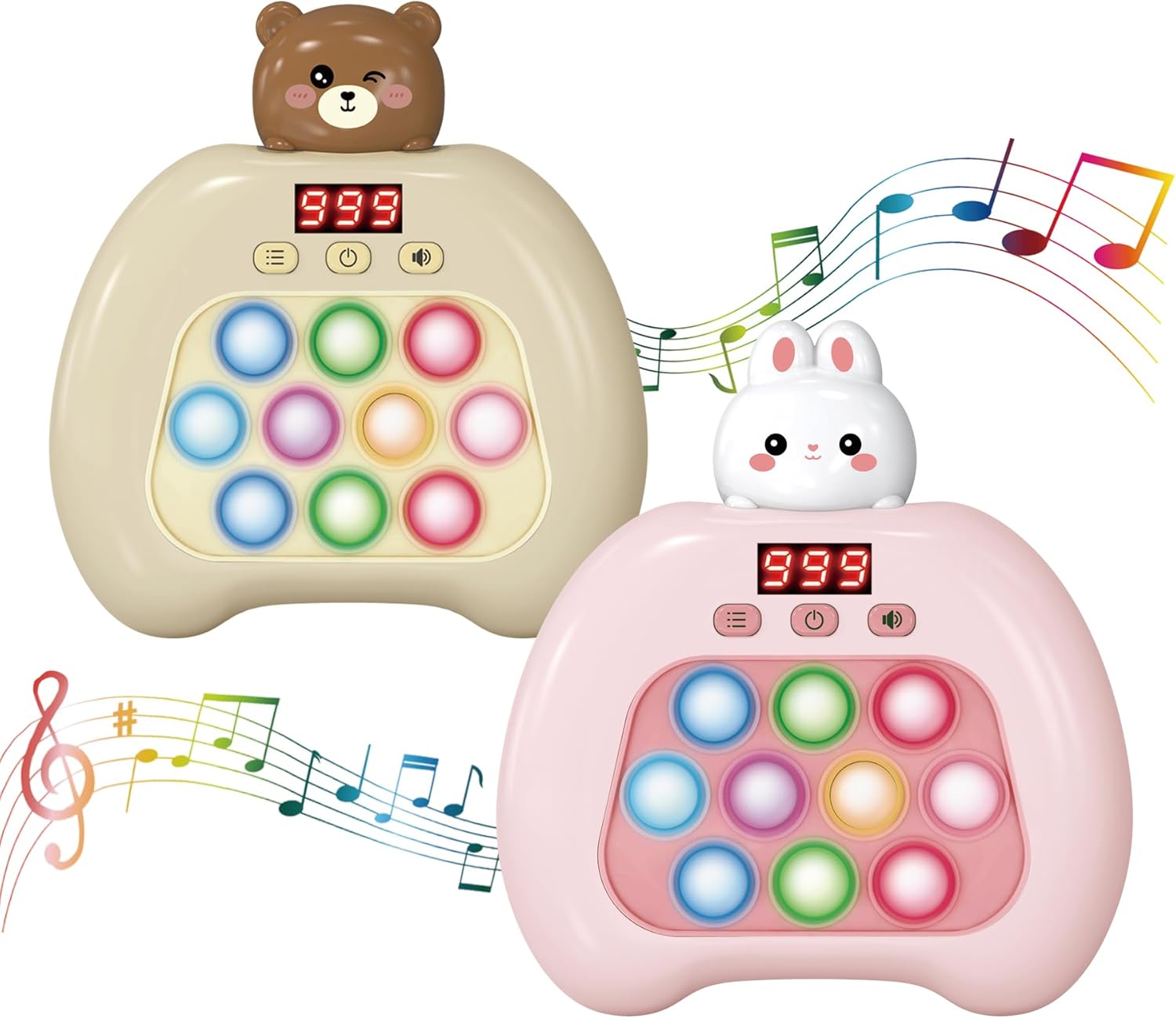 Fast Push Pop Fidget Toys for Kids, Handheld Puzzle Game with LED Screen & Multiplayer Mode, Sensory Toys for 3-12 Year Old Girls Boys, Fun Battle Gifts for Friends(Brown) - Image 2