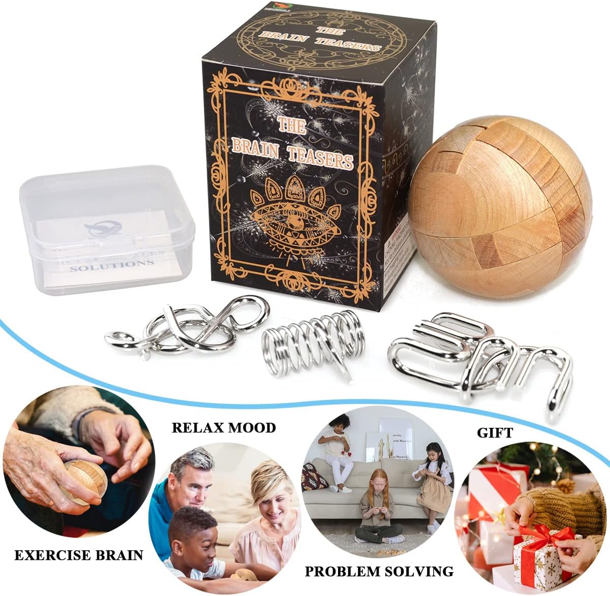 KINGOU Wooden Puzzle Magic Ball Brain Teasers Toy Intelligence Game Sphere Puzzles for Adults/Kids - Image 3