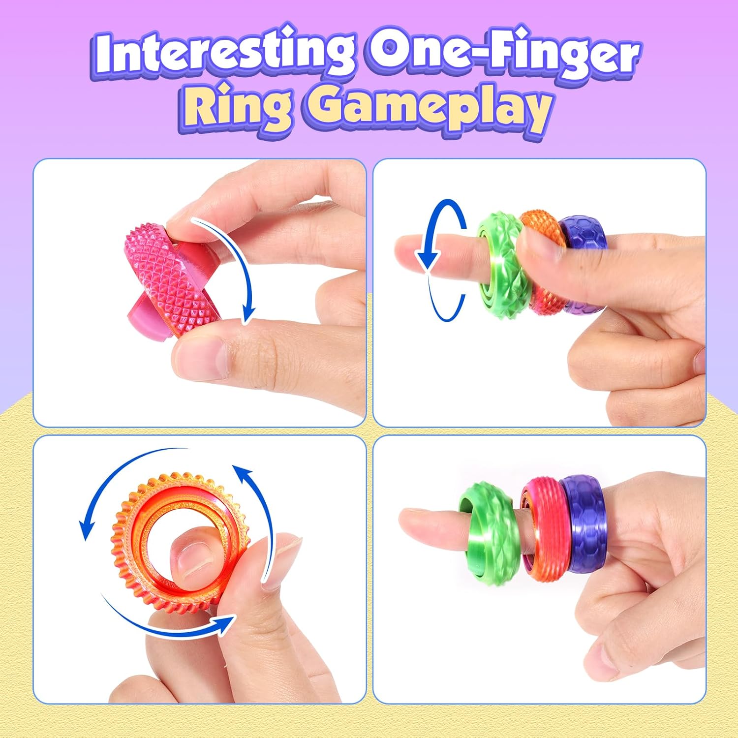 Fidget Toys Gyroscope for Kids Adults: 3D Printed Pain Stim Spinner Rings for Classroom- 6 Pack Sensory Silent Fidget for Kids Autism ADHD Stress Relief- Quiet Fidgets for Anxiety Stocking Stuffers - Image 4