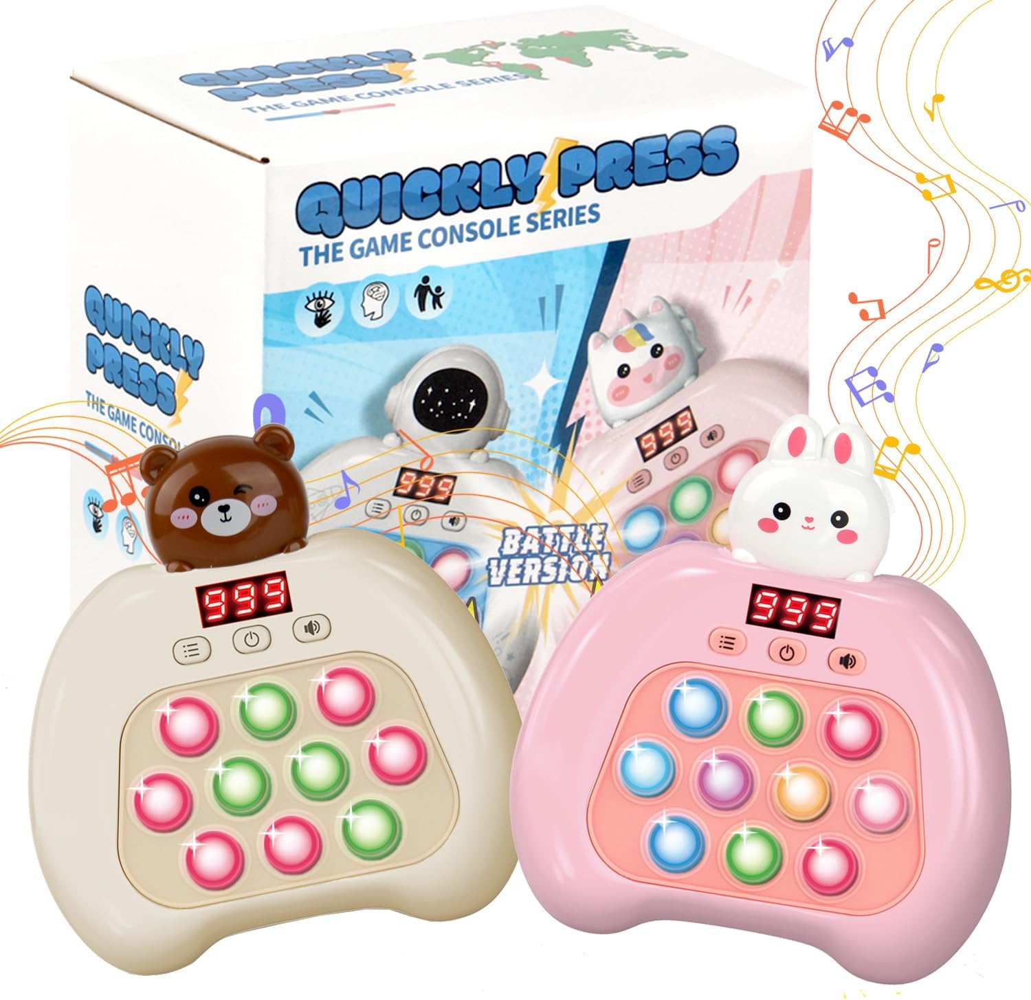 Fast Push Pop Fidget Toys for Kids, Handheld Puzzle Game with LED Screen & Multiplayer Mode, Sensory Toys for 3-12 Year Old Girls Boys, Fun Battle Gifts for Friends(Brown) - Image 8