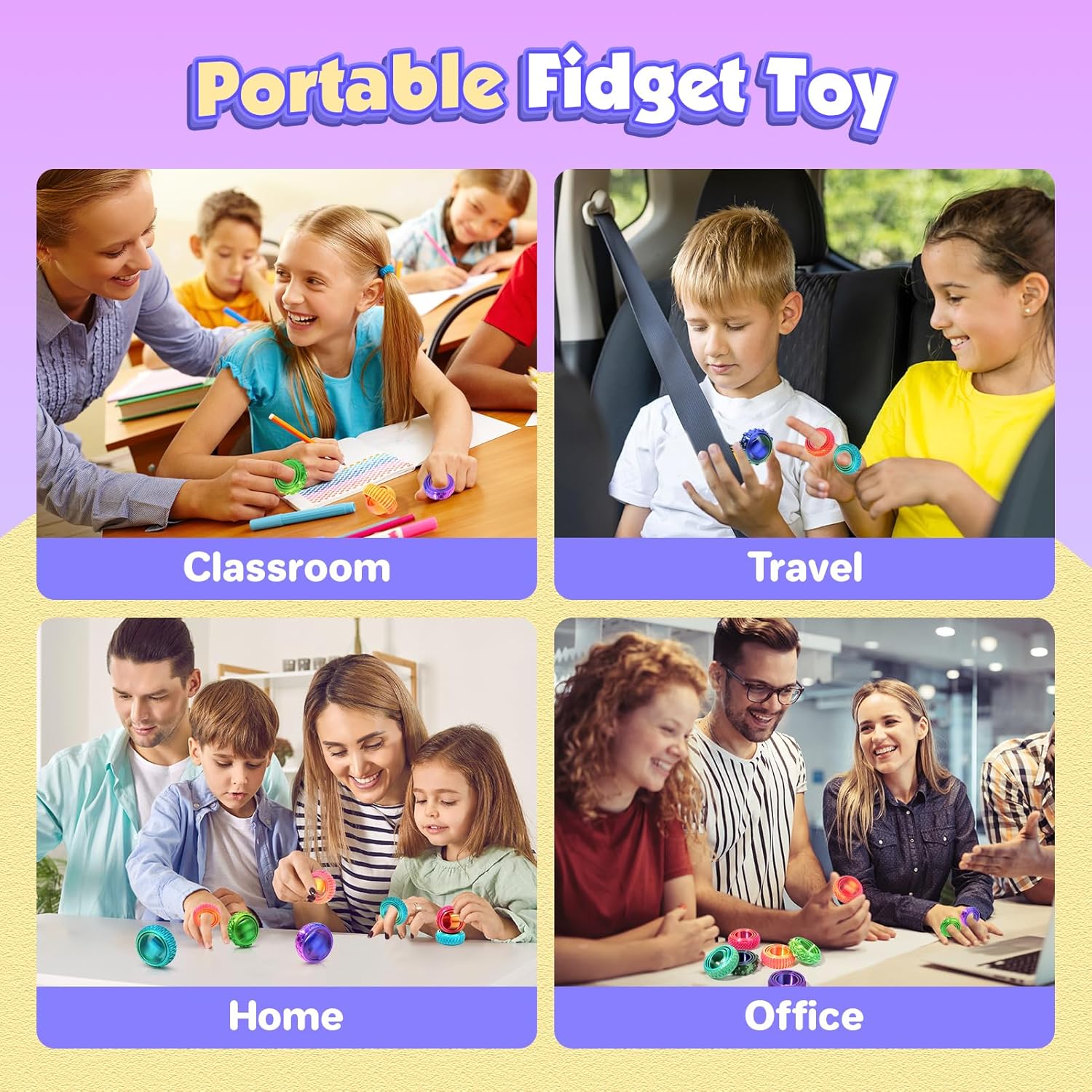 Fidget Toys Gyroscope for Kids Adults: 3D Printed Pain Stim Spinner Rings for Classroom- 6 Pack Sensory Silent Fidget for Kids Autism ADHD Stress Relief- Quiet Fidgets for Anxiety Stocking Stuffers - Image 9