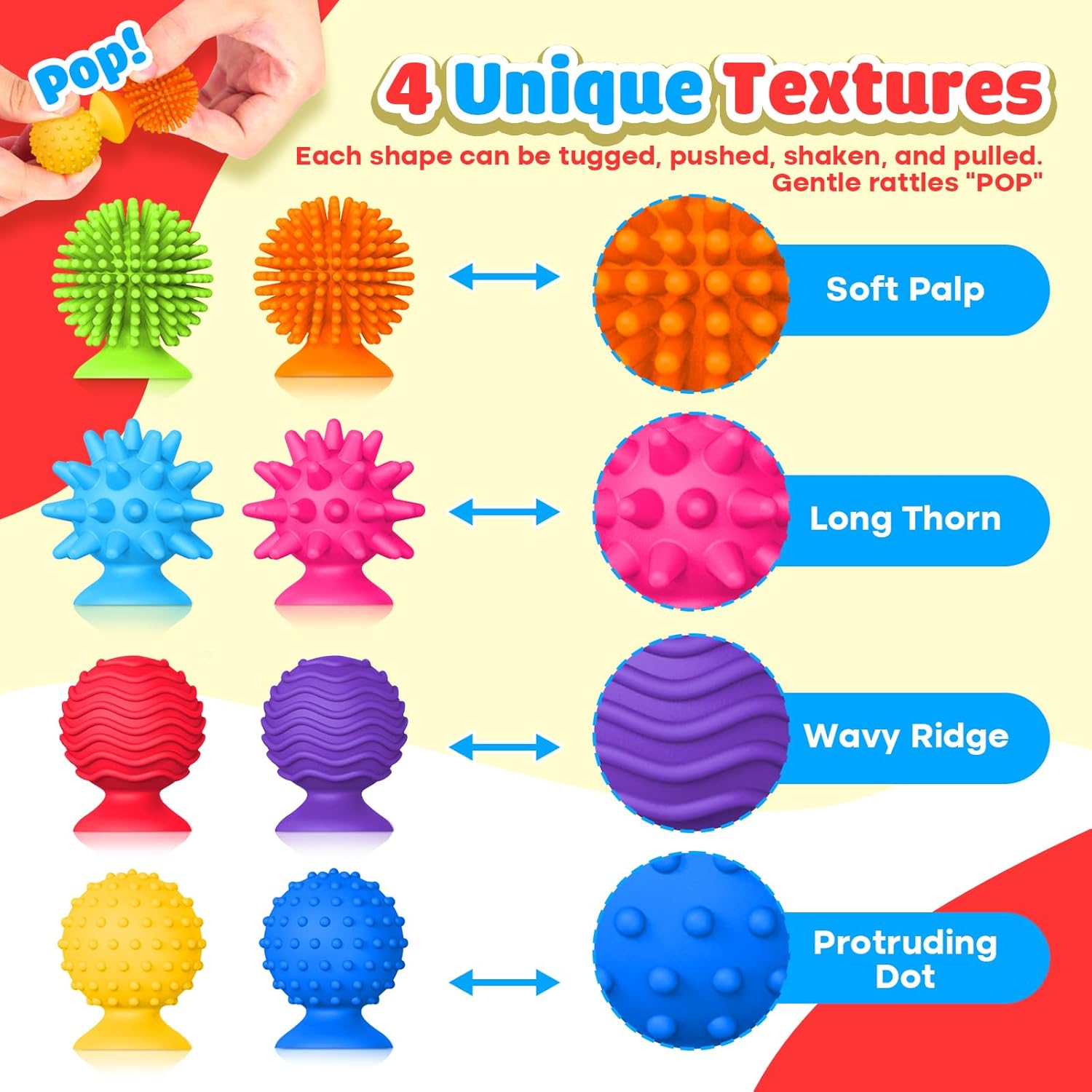 Sensory Fidget Toys Kids Adults: Qquiet Textured Suction Cup Toys for Kids with Autism- Squishy Sensory Toys for Classroom Bath- 8 Pack Calm Down Corner Supplies for Teens- Travel Gifts for Students - Image 6
