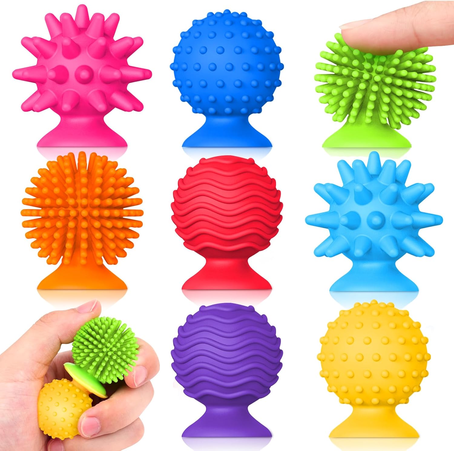Sensory Fidget Toys Kids Adults: Qquiet Textured Suction Cup Toys for Kids with Autism- Squishy Sensory Toys for Classroom Bath- 8 Pack Calm Down Corner Supplies for Teens- Travel Gifts for Students - Image 2