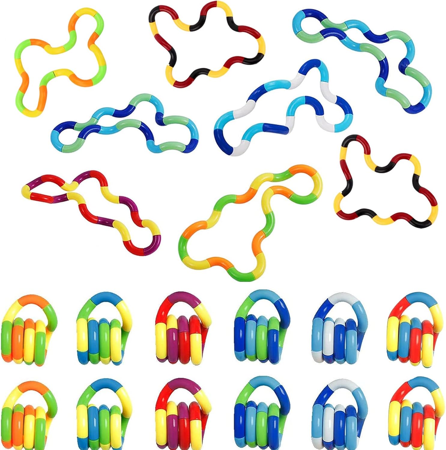 20 PCS Multicolored Quiet Fidgets Toys for Unique Fidget Experience, Anti Anxiety Sensory Toys Combine into New Shapes, Brain Imagination Tools, Relax Therapy Educational Toy for Kids Boys Adults - Image 2
