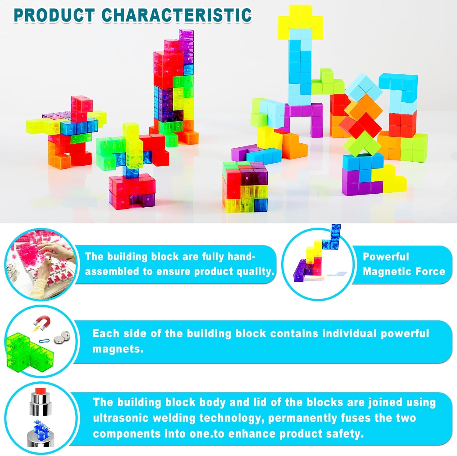 Magnetic Building Blocks Magic Magnetic 3D Puzzle Cubes, Set of 7 Multi Shapes Magnetics Blocks with 54 Guide Cards, Children's Educational Toys and Stress Relief Fidget Toys for Kids Adults - Image 10
