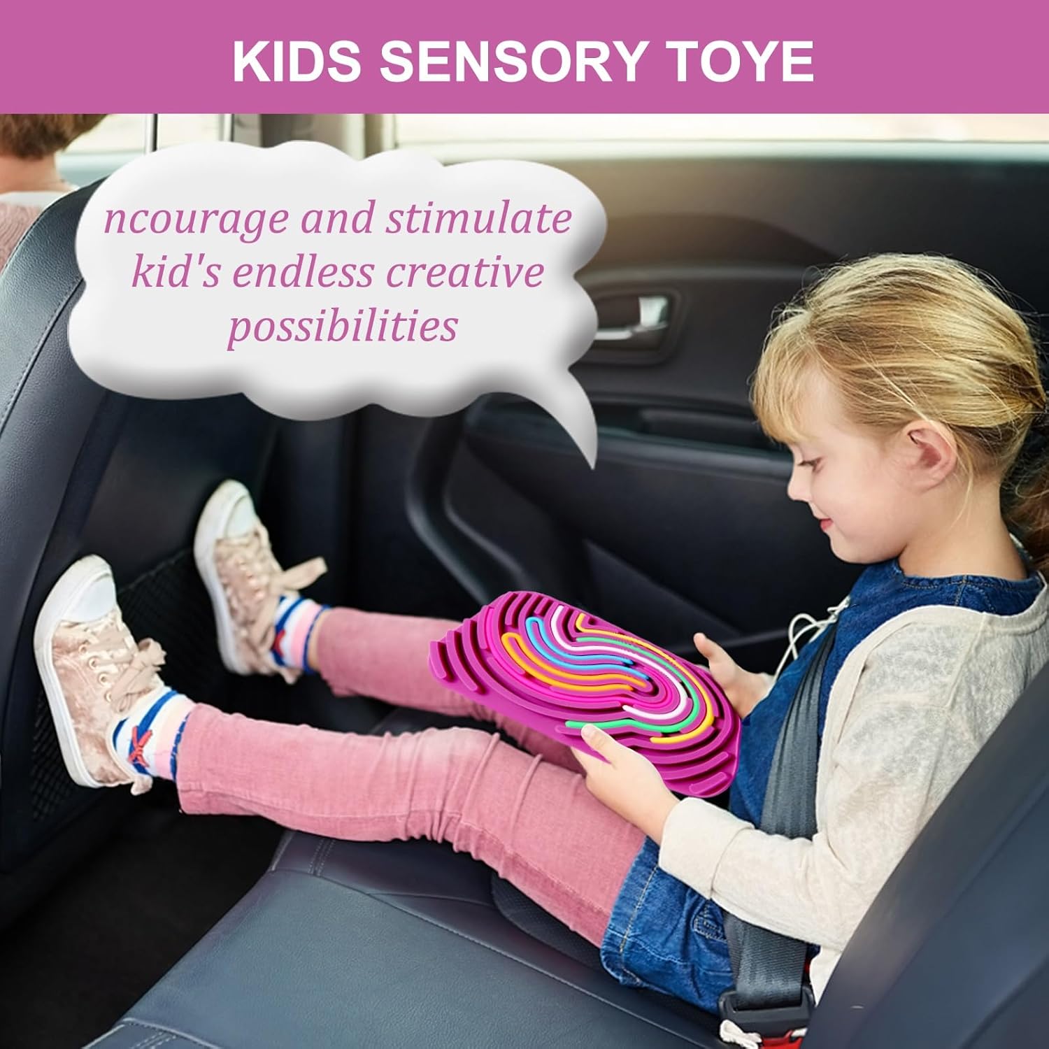 Sensory Activity Board - Double-Sided Silicone Fidget Toy Busy Board for Fine Motor Skill Silicone Calm Down Toy for Stress, Anxiety, ADHD & Autism, Kids 3+ & Adults Activities for Travel(Rectangle) - Image 3