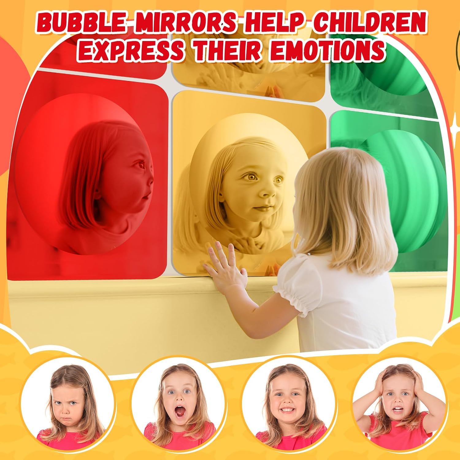 Geiserailie 9 Pcs Sensory Wall Bubble Mirrors, 10 x 10 Inch, CPC Certified - Image 6