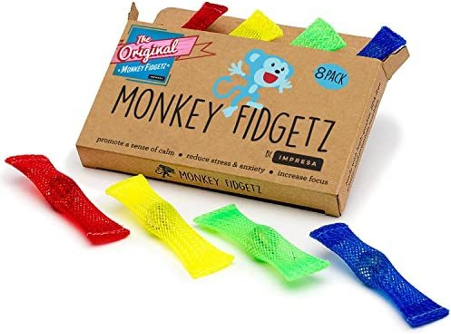 Impresa Marble Mesh Fidget Toys - Pack of 8, Ages 3+ - Stress Relief & Sensory Toys - Classroom Fidgets for Kids & Adults
