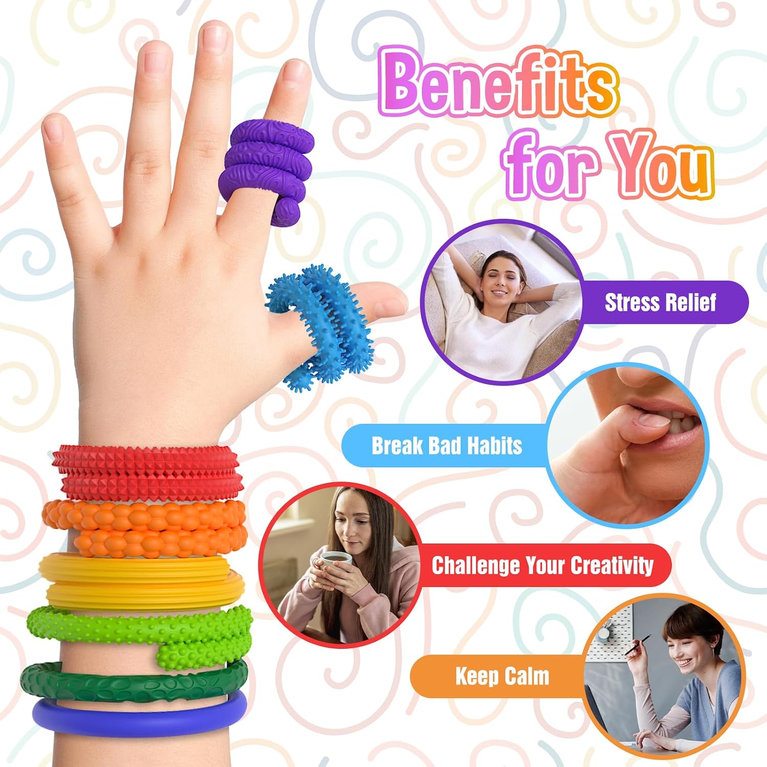 Sensory Fidget Toys for Kids with Autism,8 Pack Quiet Calm Bendable Sensory Sticks Fidget Sticks for Classroom,Calming Tools for School,ADHD Autistic Stress Relief Must Haves for Students Teachers - Image 2