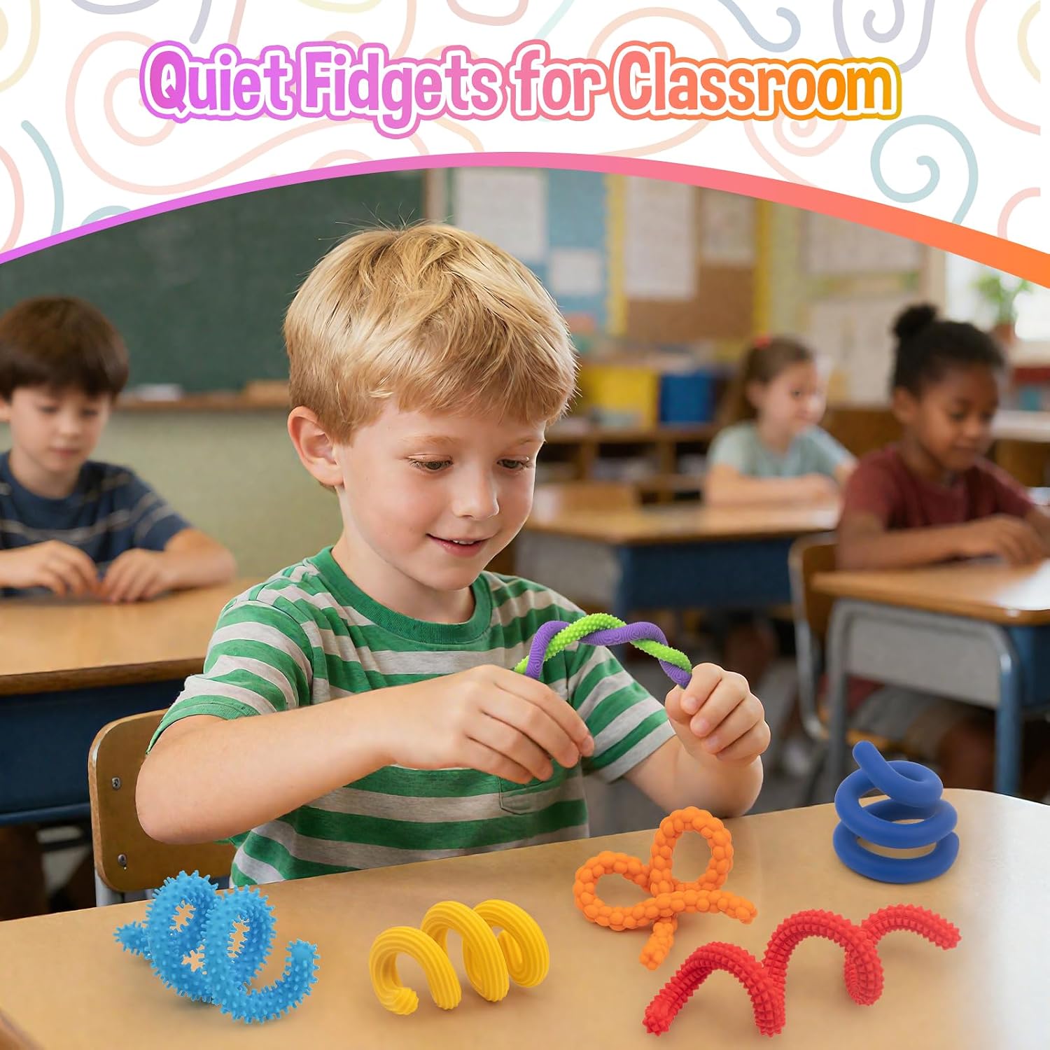Sensory Fidget Toys for Kids with Autism,8 Pack Quiet Calm Bendable Sensory Sticks Fidget Sticks for Classroom,Calming Tools for School,ADHD Autistic Stress Relief Must Haves for Students Teachers - Image 6