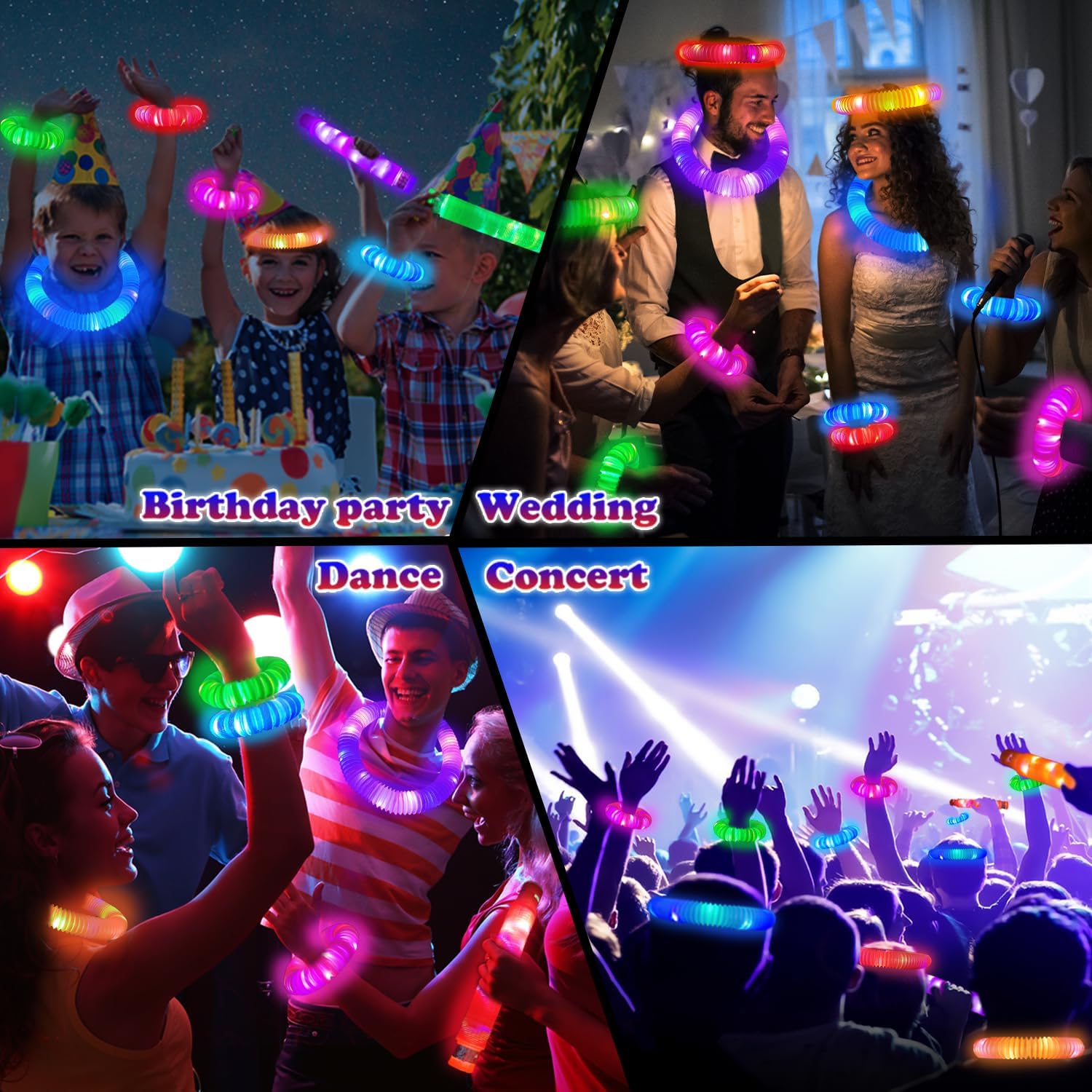 Glow Sticks Camping Essentials for Toddlers 6-96 PCS,Light Up Pop Tube Toys - Image 6